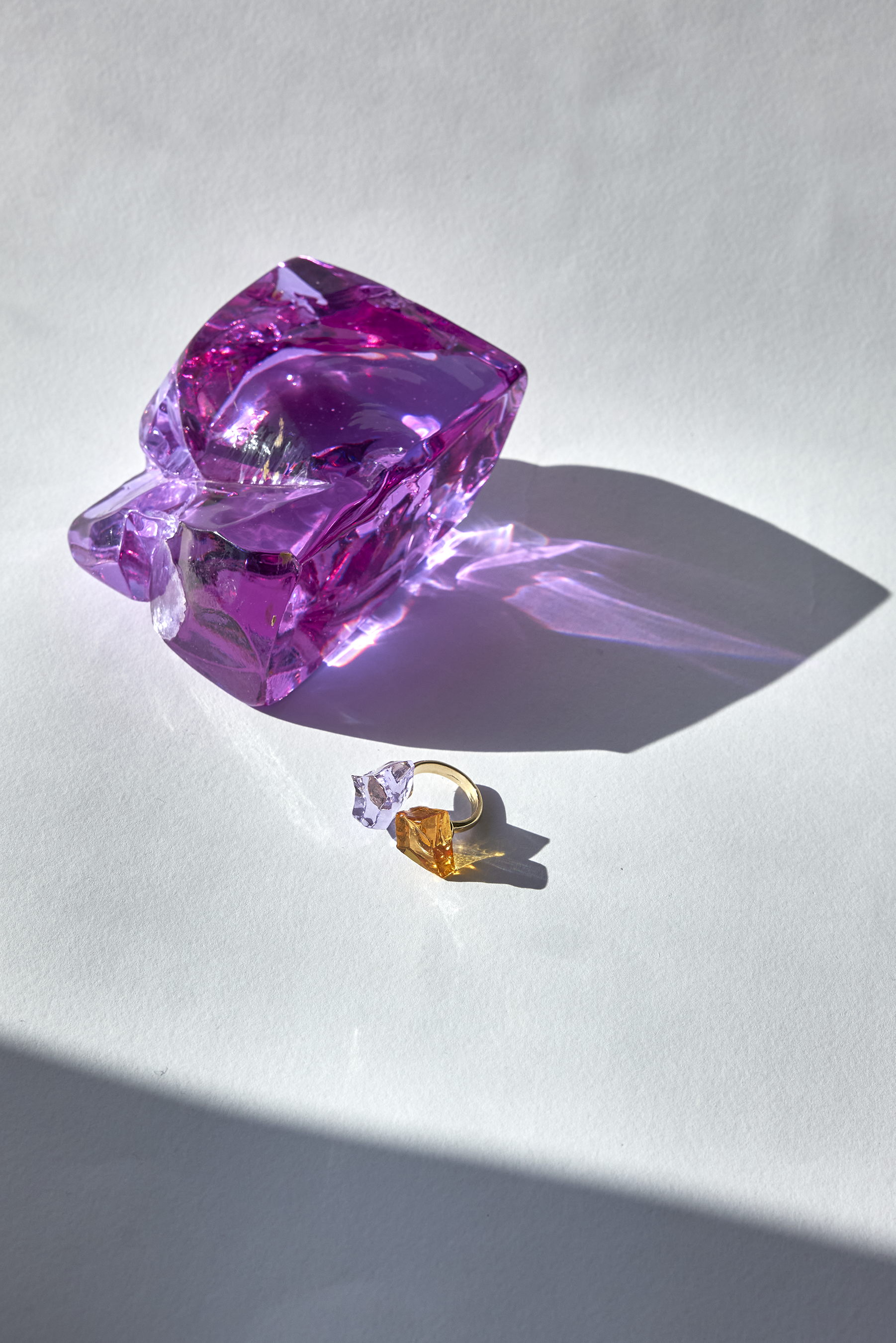 Meteore — Anello in Cristallo Forgiato a Mano, Oro