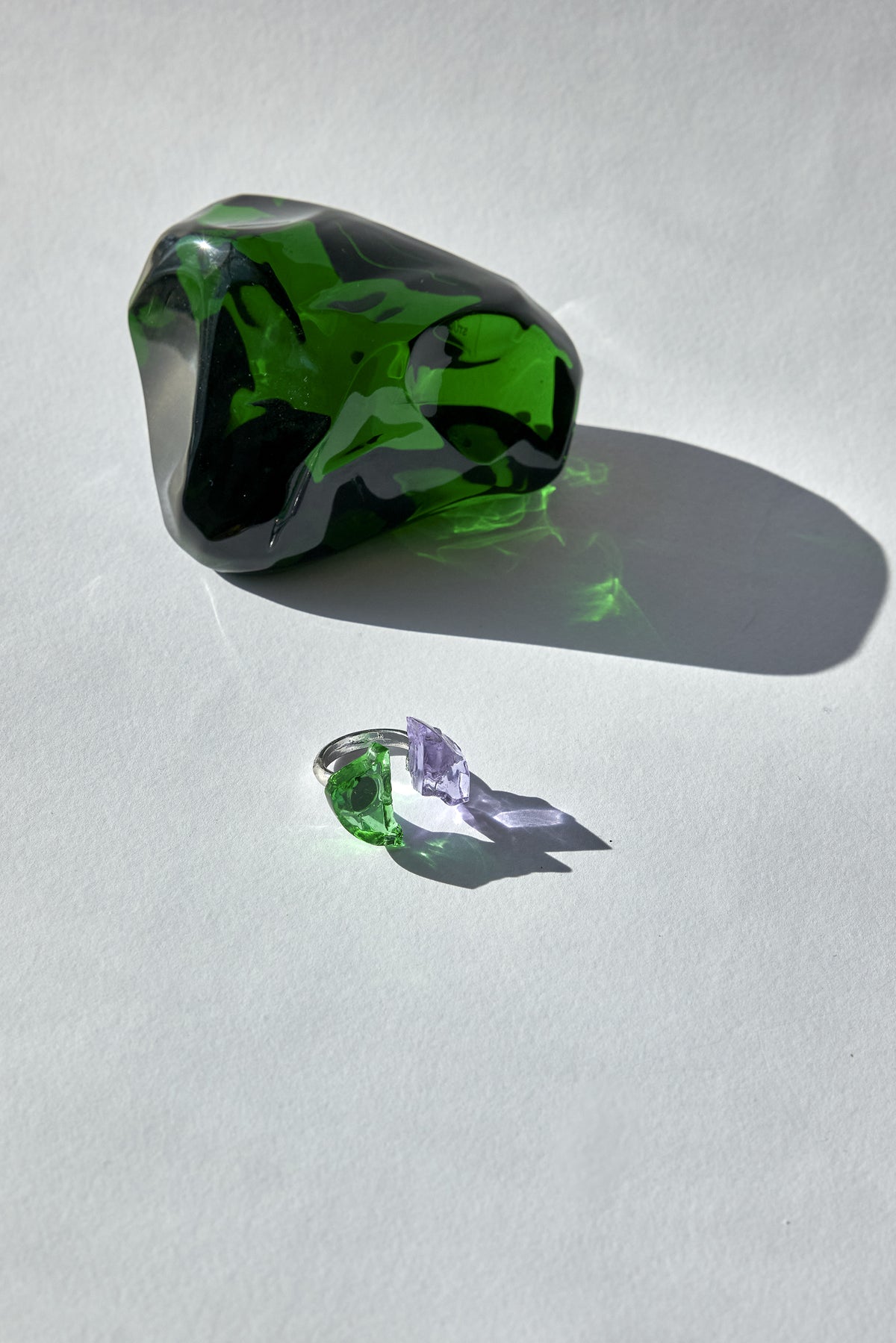 Meteore — Anello in Cristallo Forgiato a Mano, Rodio