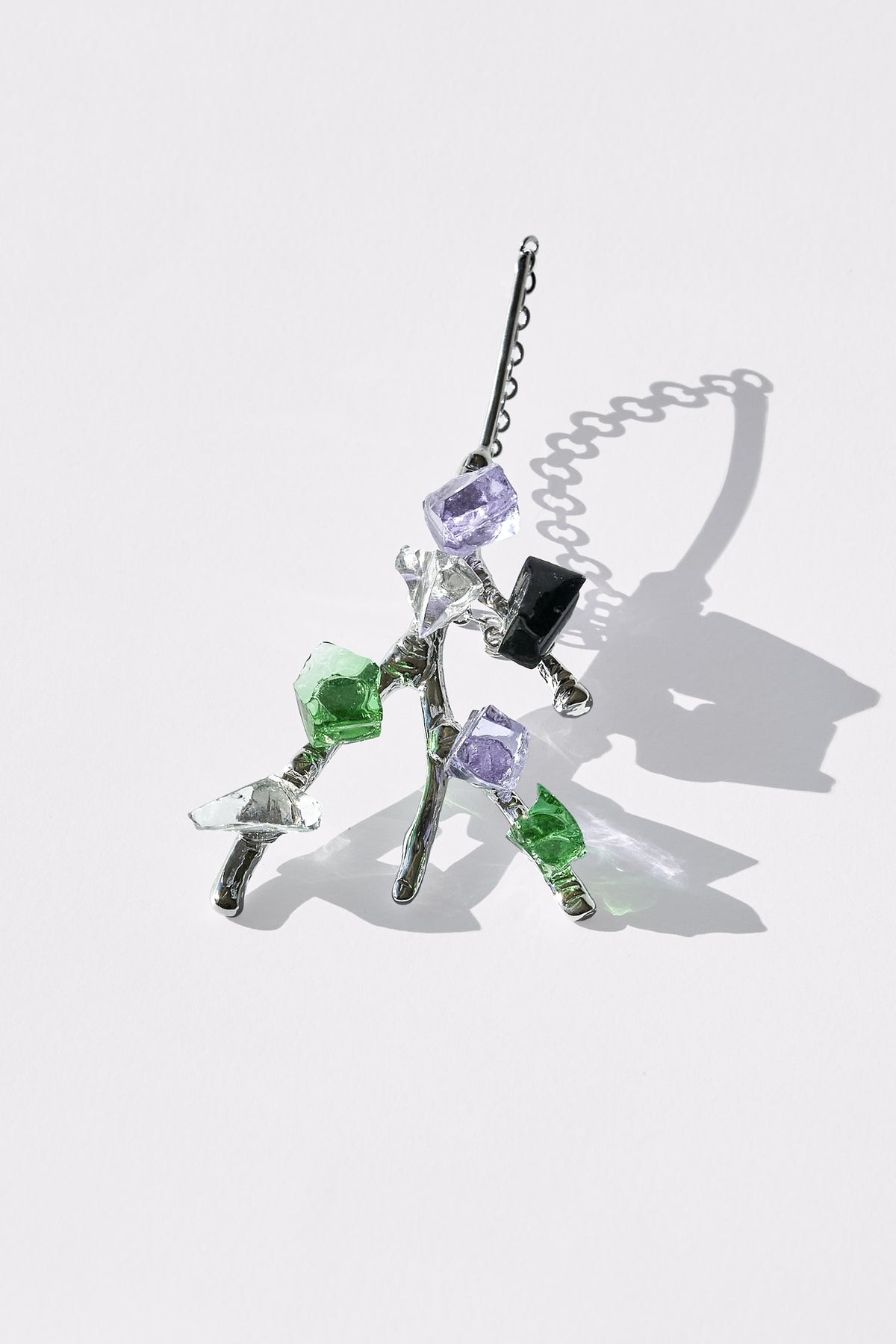 Orione — Ear Cuff in Cristallo Forgiato a Mano, Rodio (singolo)