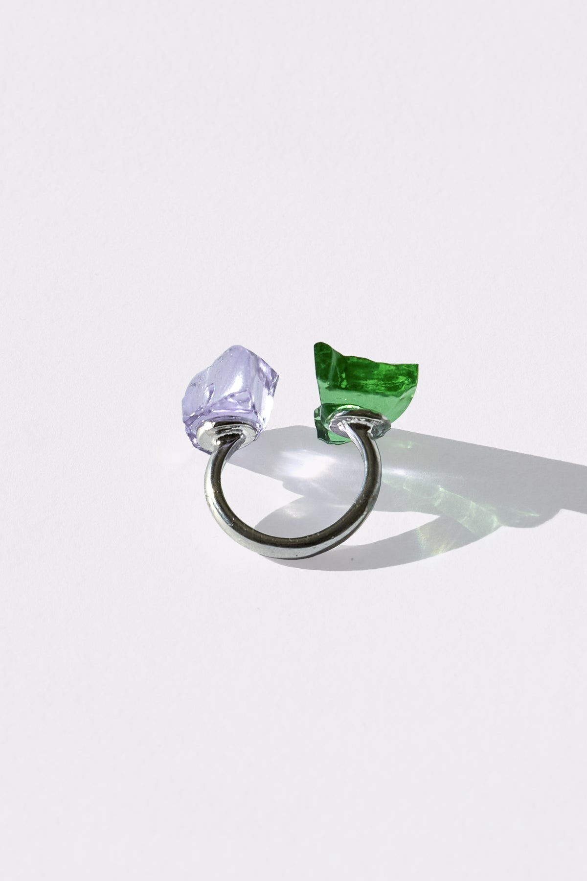 Meteore — Anello in Cristallo Forgiato a Mano, Rodio