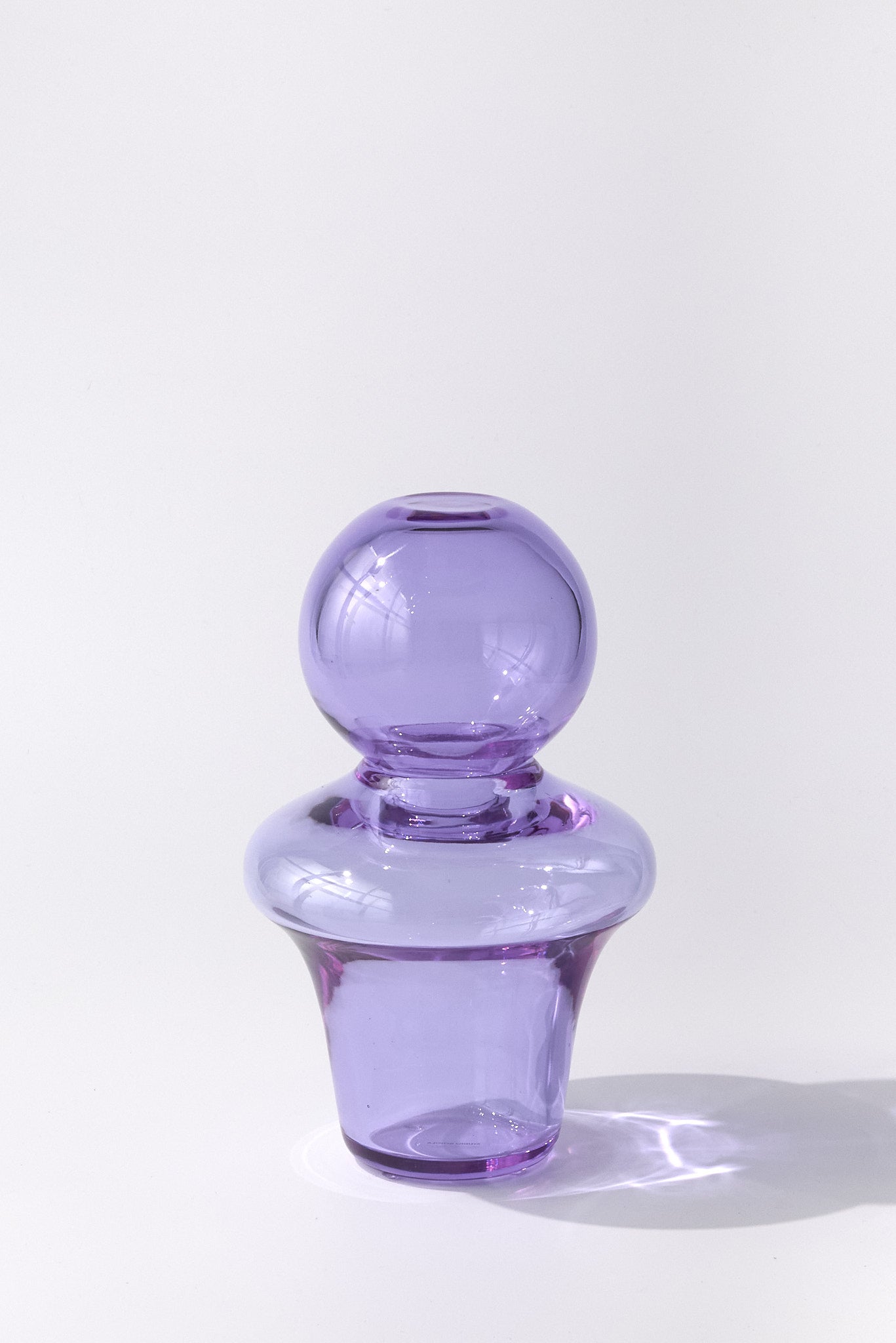 Maratea — Vaso in Cristallo Soffiato a Mano, Due Pezzi Viola Chiaro