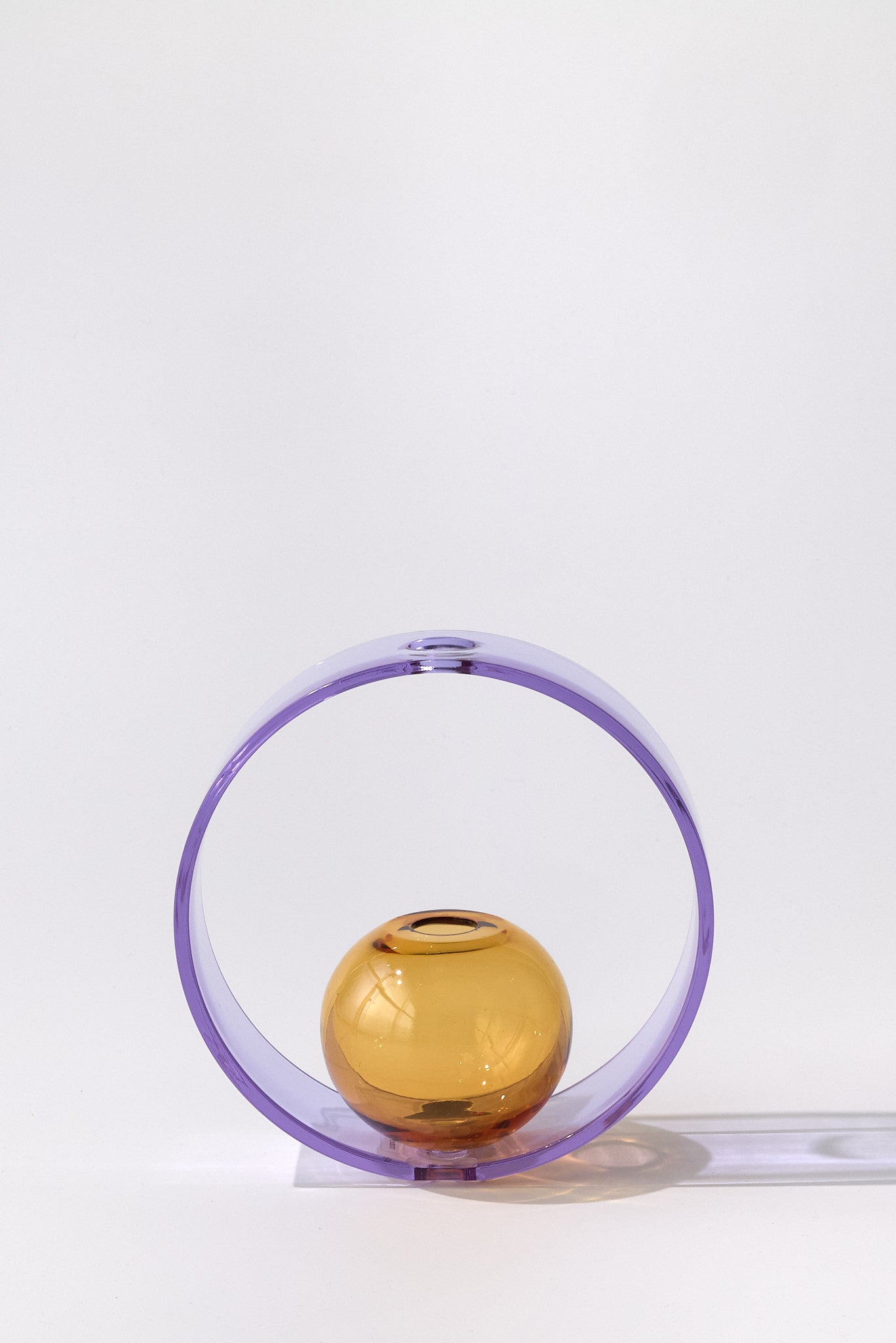 Saturnino — Hand-Blown Crystal Ring and Sphere, Light Violet
