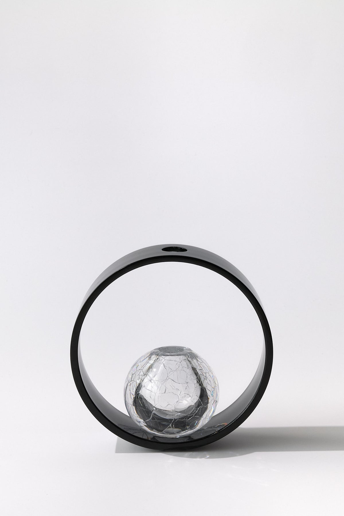 Saturnino — Oggetto in Cristallo, Anello e Sfera, Nero e Clear