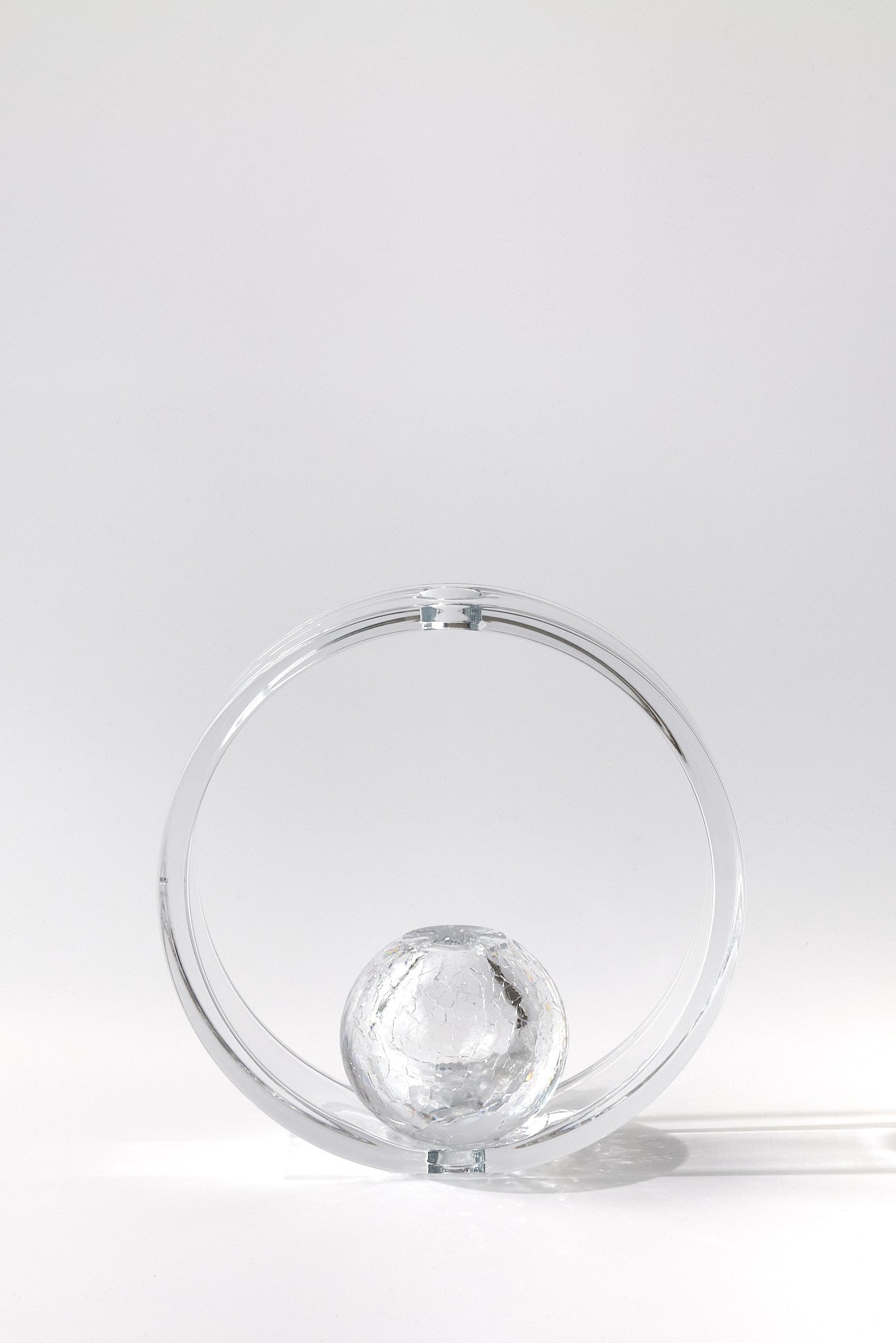 Saturno — Hand-Blown Crystal Sculptural Object, Ring and Sphere
