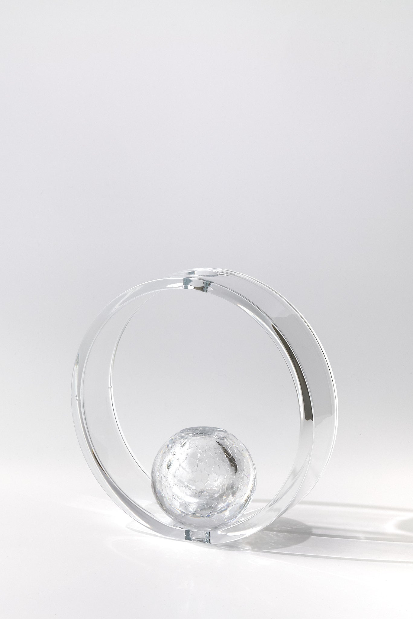 Saturno — Hand-Blown Crystal Sculptural Object, Ring and Sphere