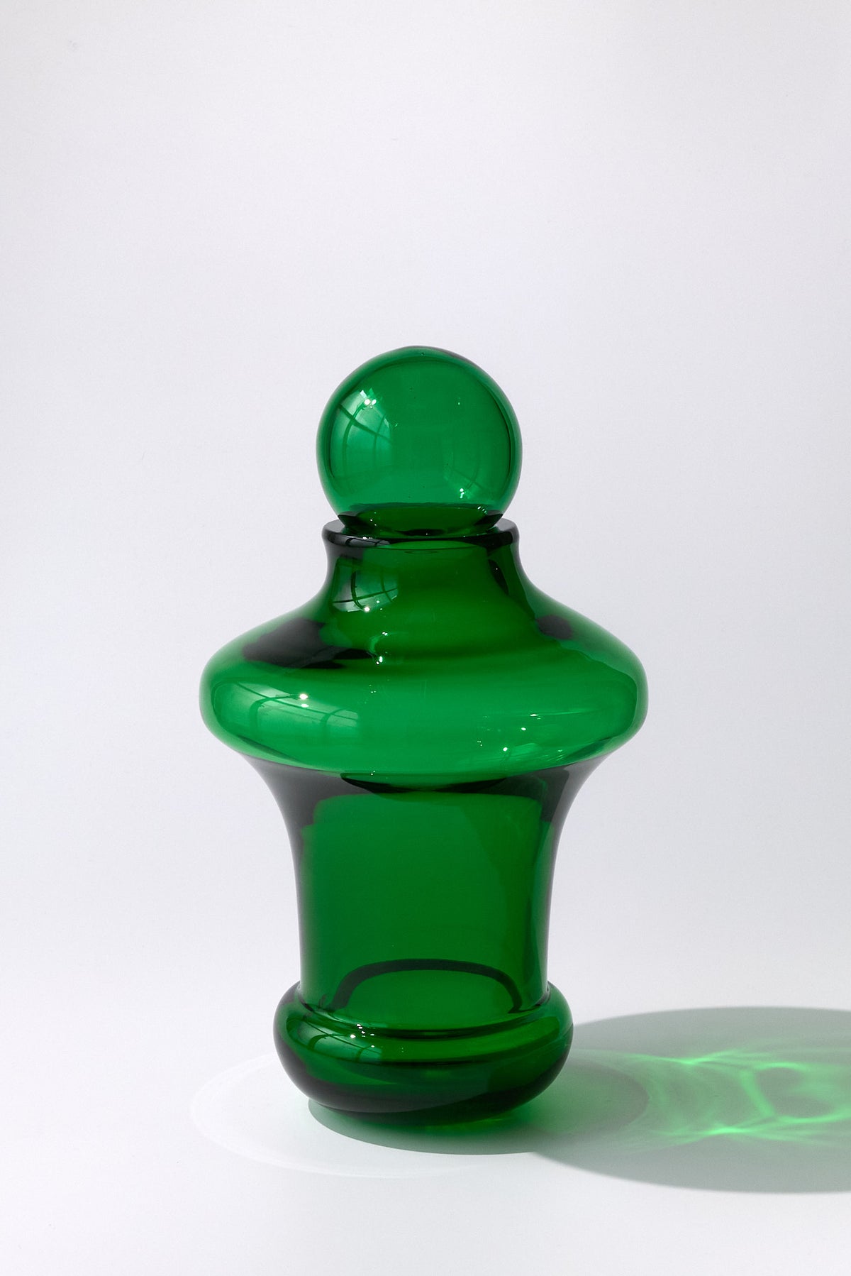 Murano — Vaso in Cristallo Soffiato a Mano, Due Pezzi Green 