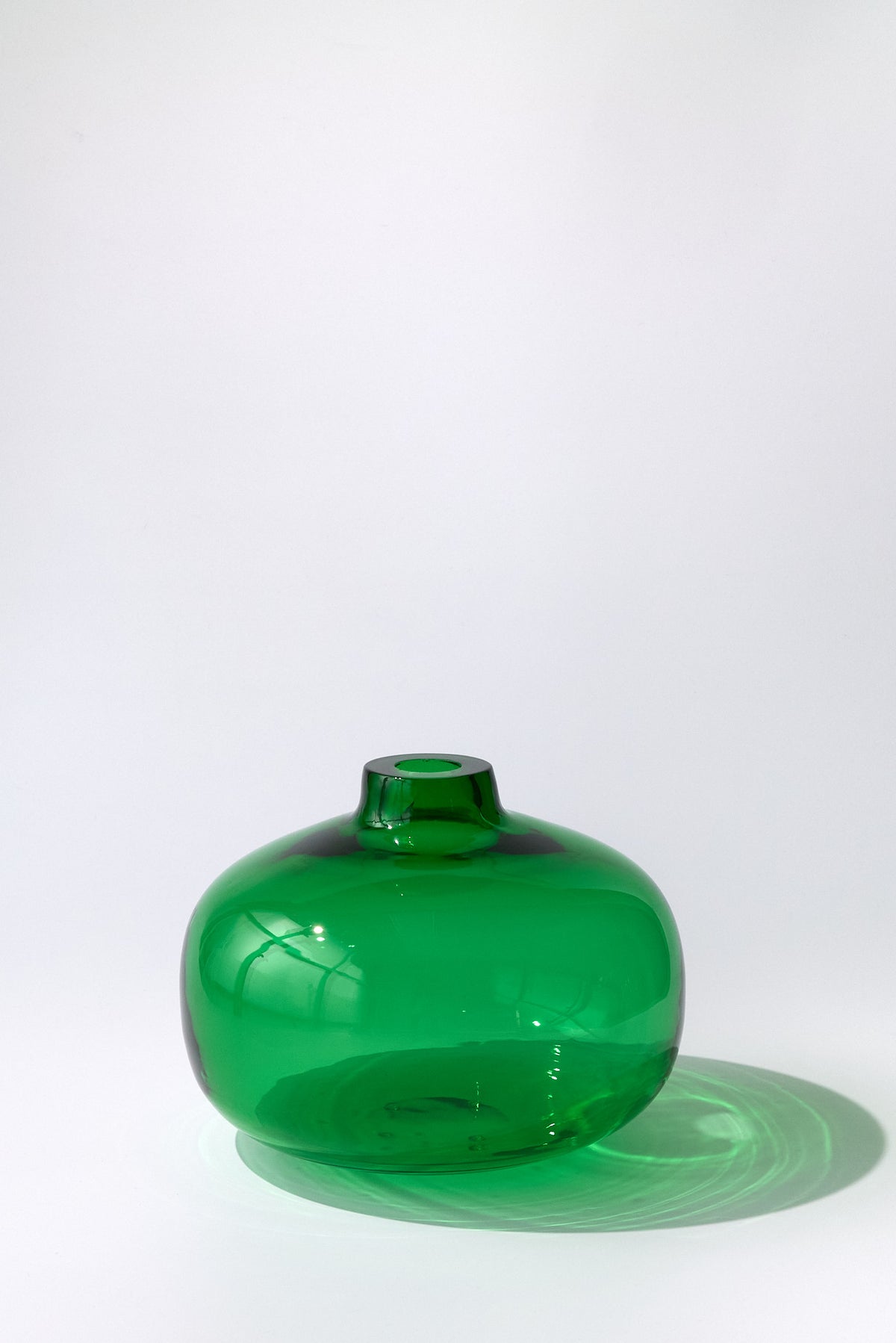 Pola — Vaso in Cristallo Soffiato a Mano, Due Pezzi, Forma Larga, Verde