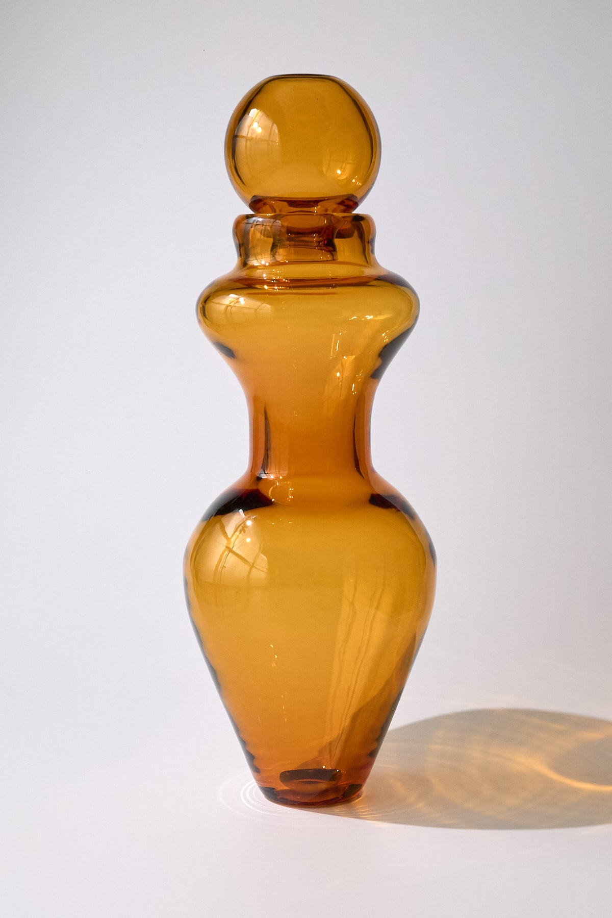 Marsala — Hand-Blown Crystal Vase, Two-Piece, Amber