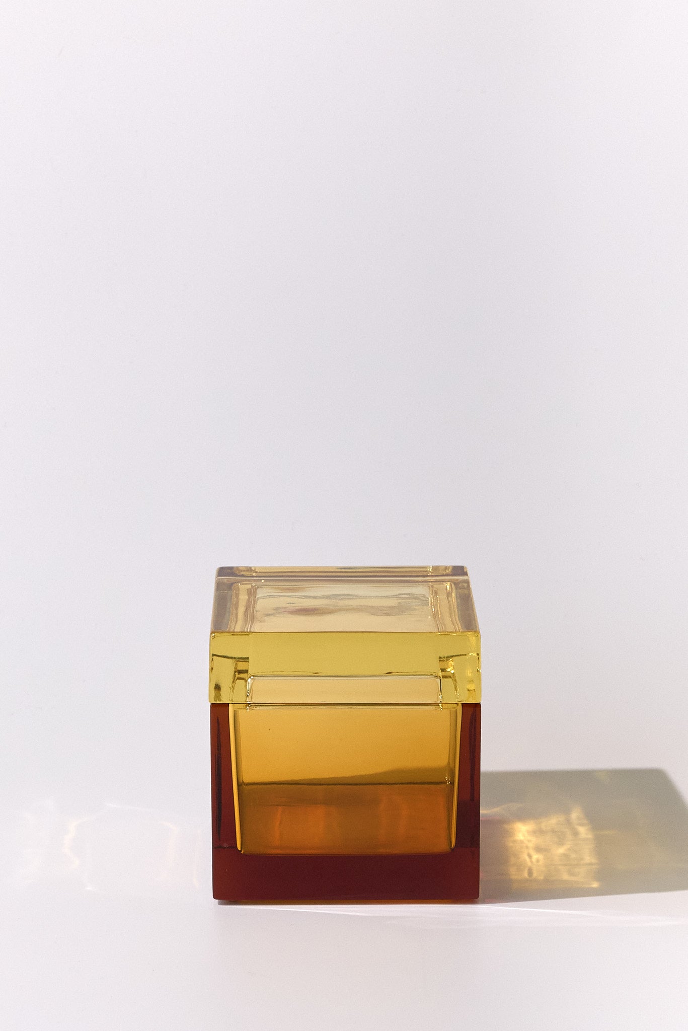 Palmi — Hand-Blown Crystal Box, Amber + Yellow