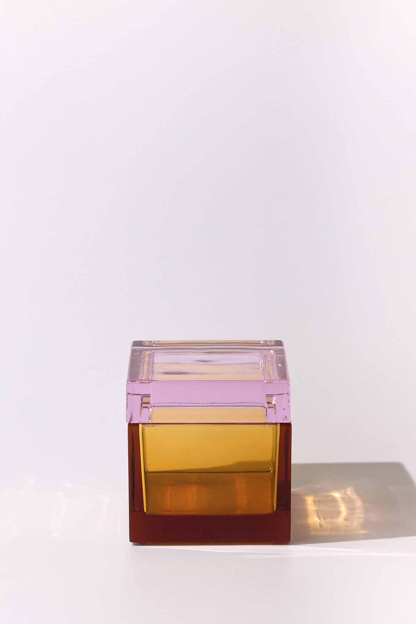 Palmi — Hand-Blown Crystal Box, Amber + Pink