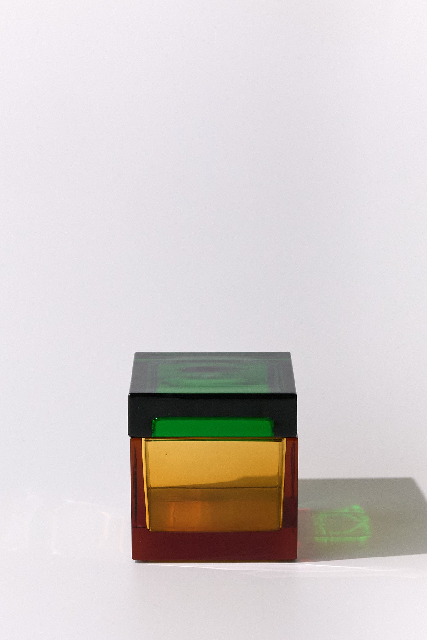 Palmi — Hand-Blown Crystal Box, Amber + Green