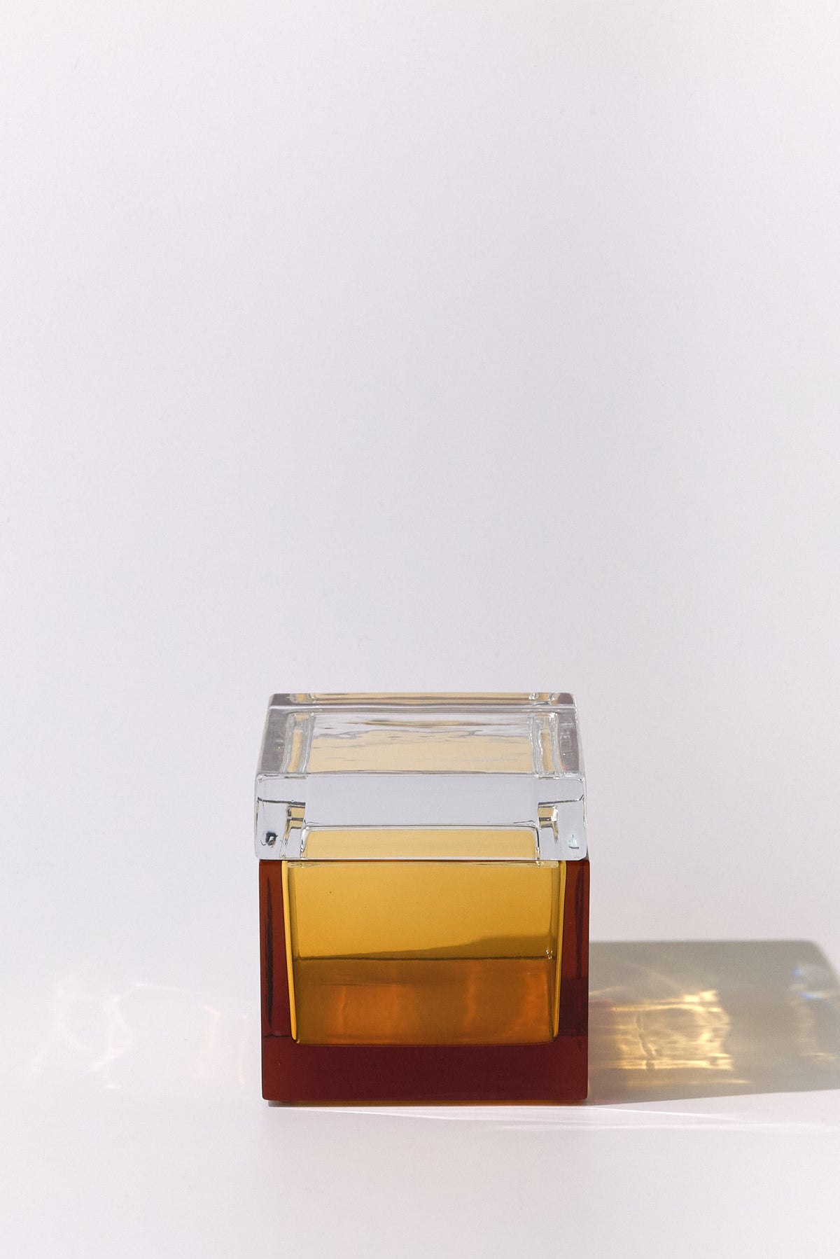 Palmi — Hand-Blown Crystal Box, Amber + Clear