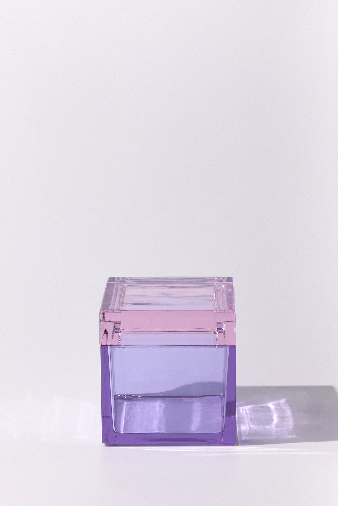 Palmi — Hand-Blown Crystal Box, Light Violet + Pink