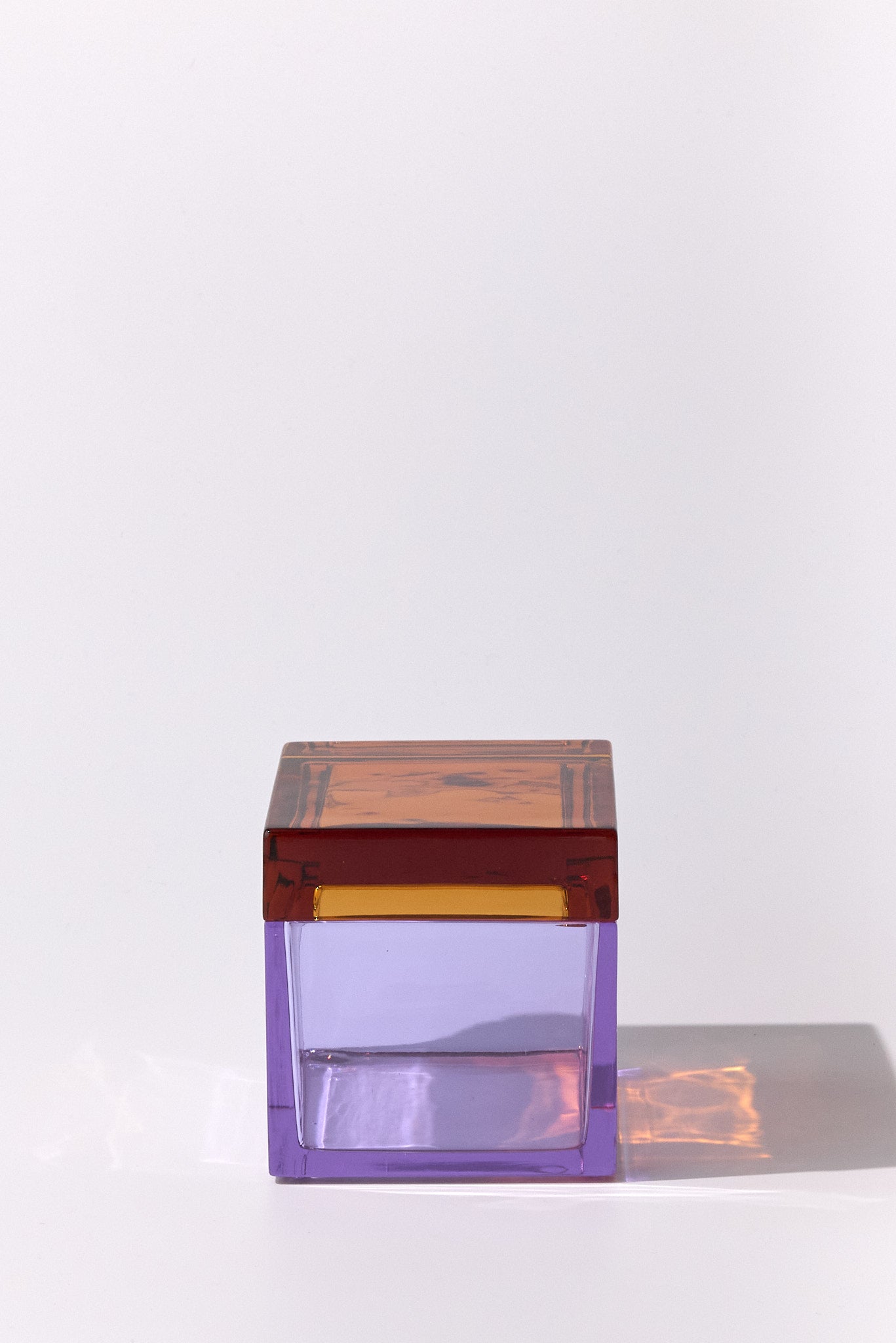 Palmi — Hand-Blown Crystal Box, Light Violet + Amber