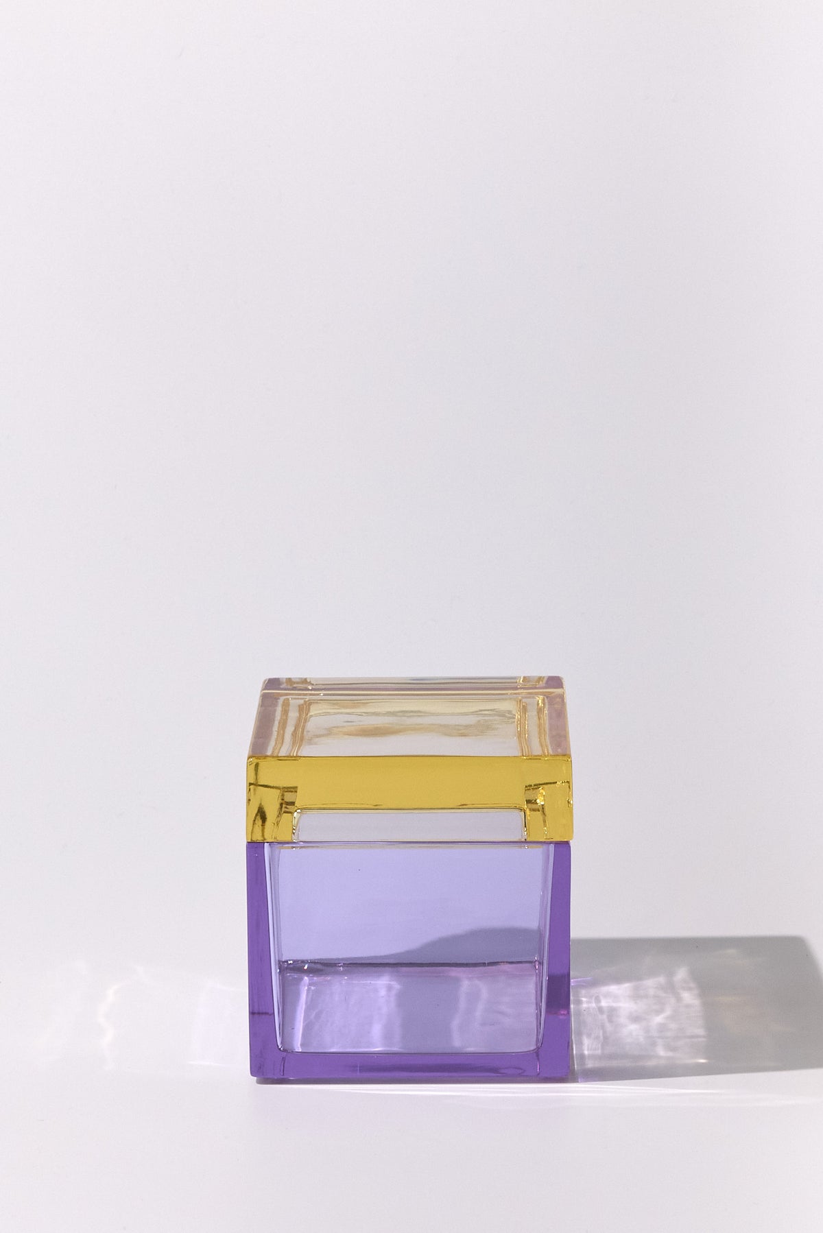 Palmi — Hand-Blown Crystal Box, Light Violet +Yellow