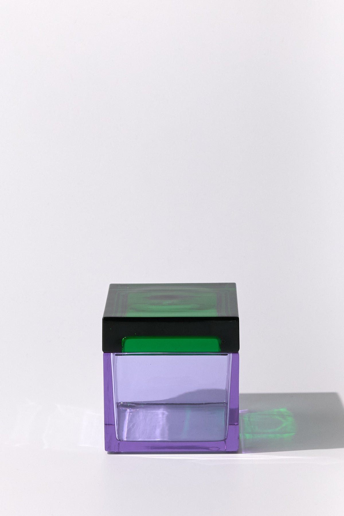 Palmi — Hand-Blown Crystal Box, Light Violet + Green