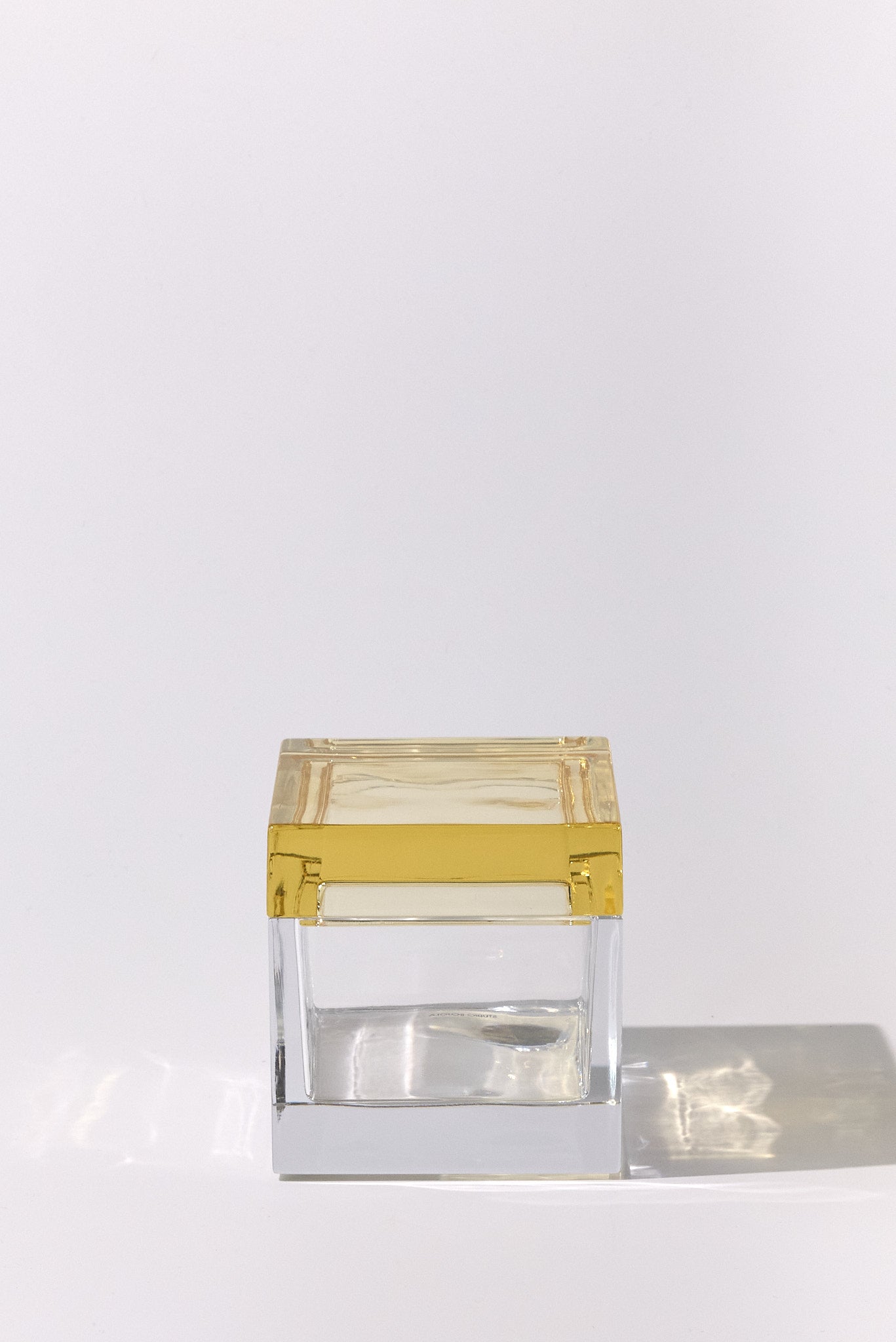 Palmi — Hand-Blown Crystal Box, Clear + Yellow