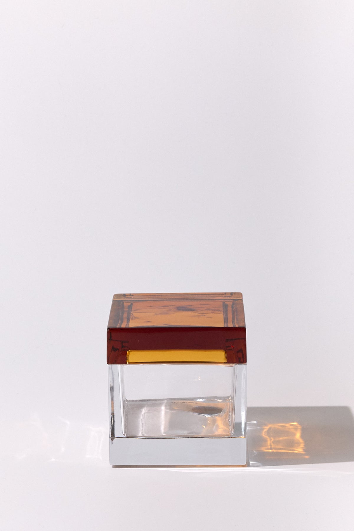 Palmi — Hand-Blown Crystal Box, Clear + Amber