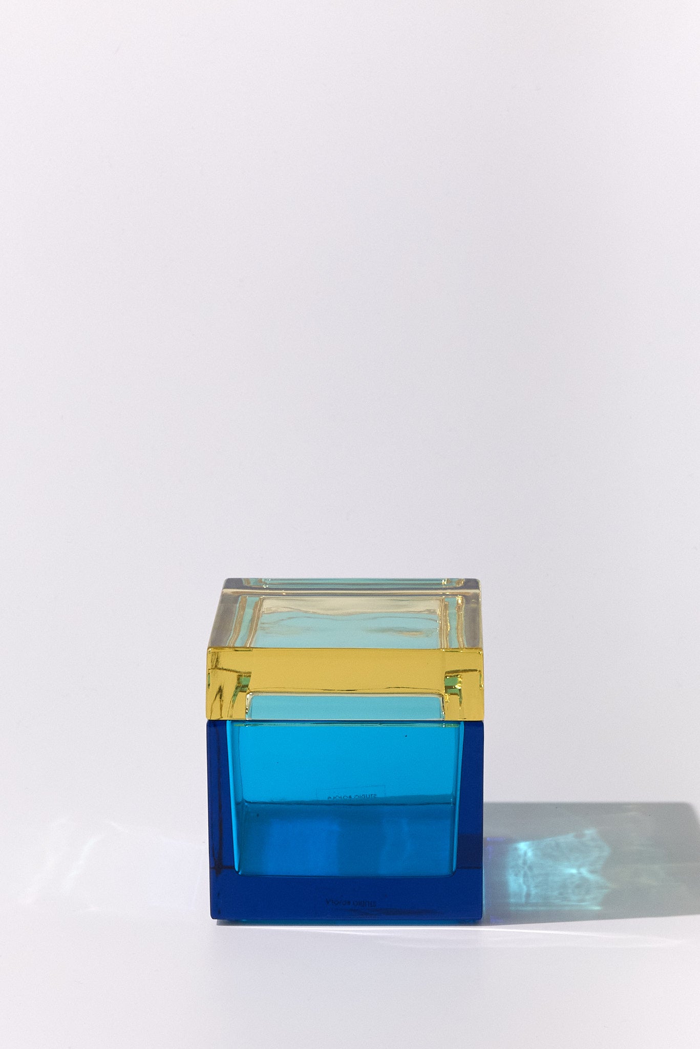 Palmi — Hand-Blown Crystal Box, Turquoise + Yellow