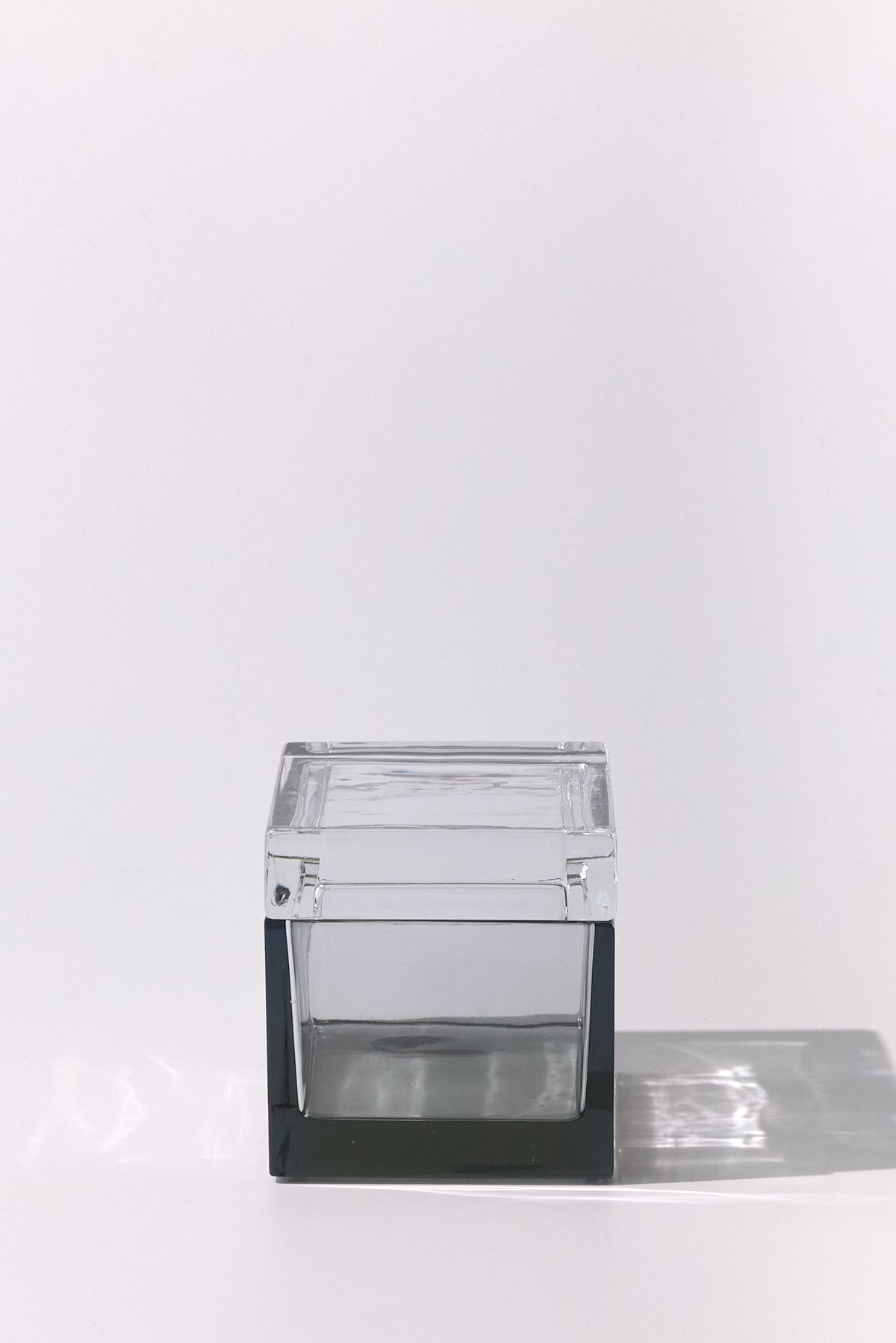 Palmi — Hand-Blown Crystal Box, Grey + Clear