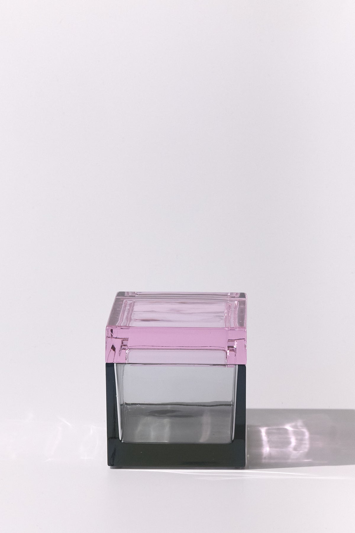 Palmi — Hand-Blown Crystal Box, Grey + Pink