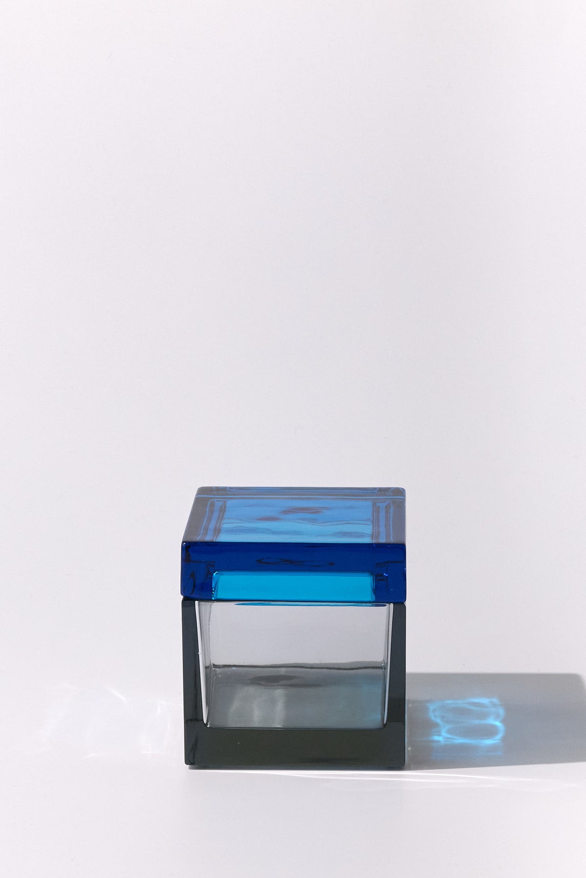 Palmi — Hand-Blown Crystal Box, Grey + Turquoise