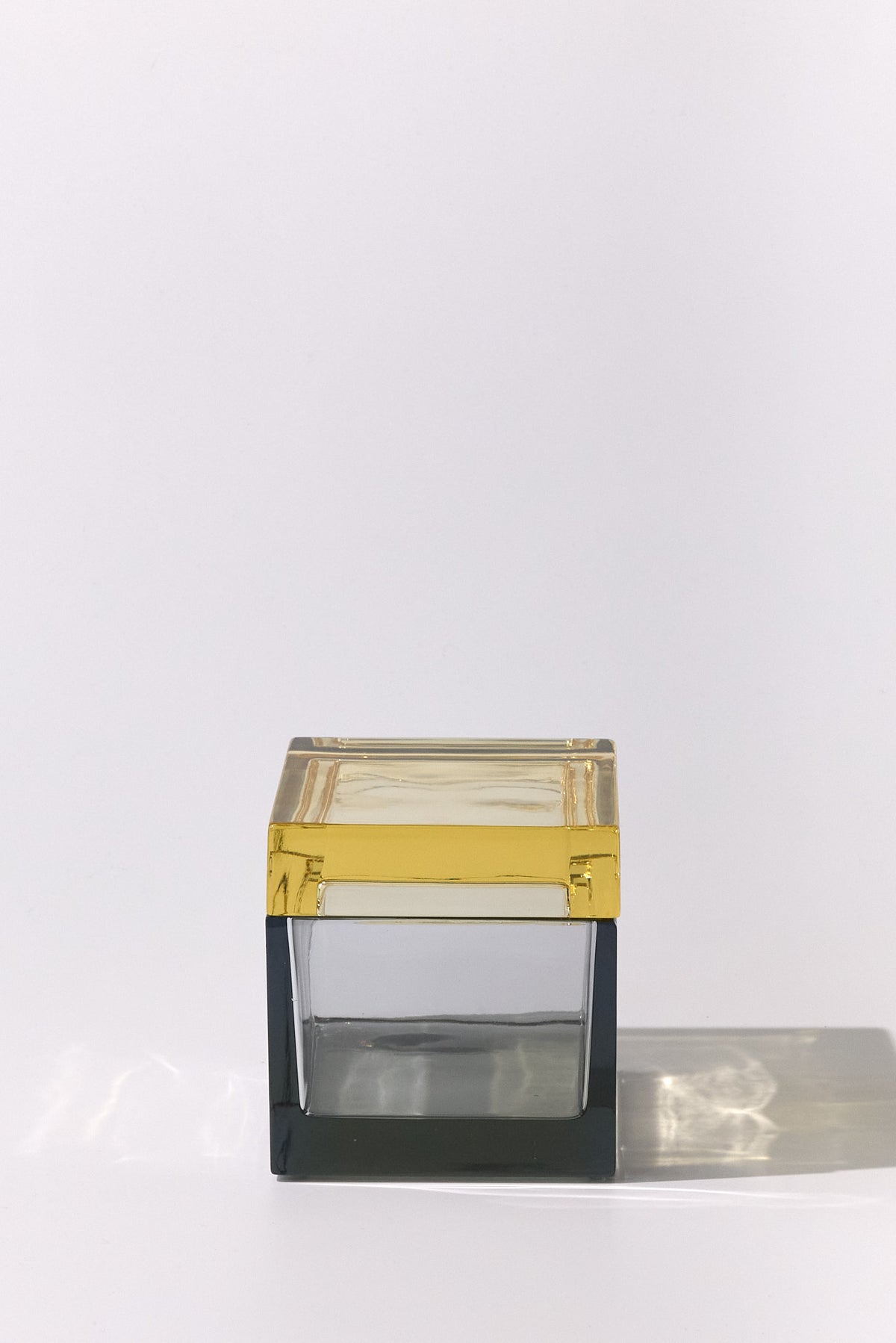 Palmi — Hand-Blown Crystal Box, Grey + Yellow