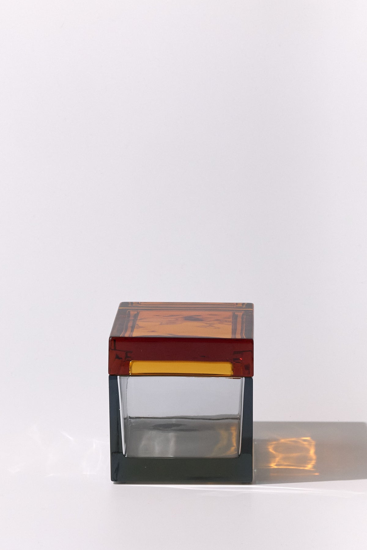 Palmi — Hand-Blown Crystal Box, Grey + Amber