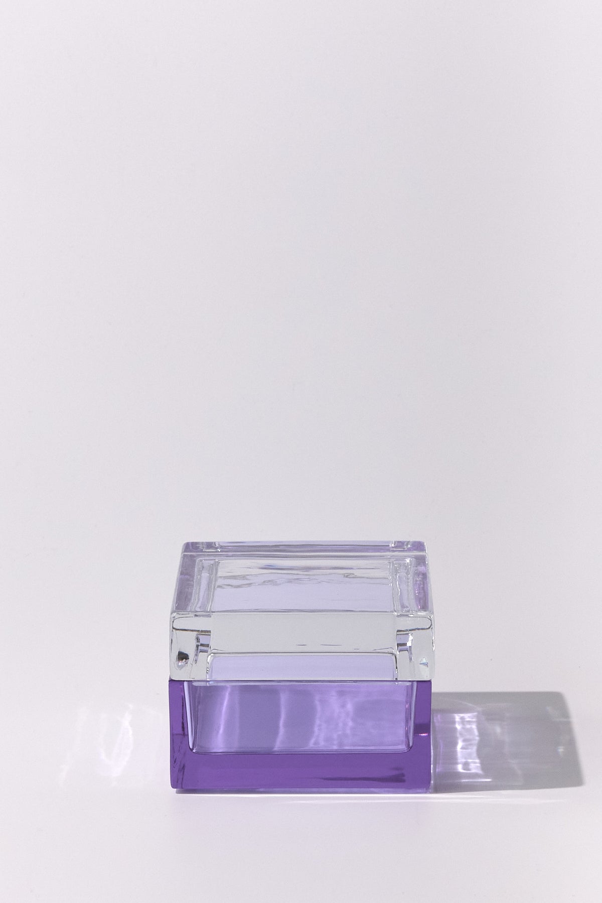 Palmina — Hand-Blown Crystal Small Box, Light Violet + Clear