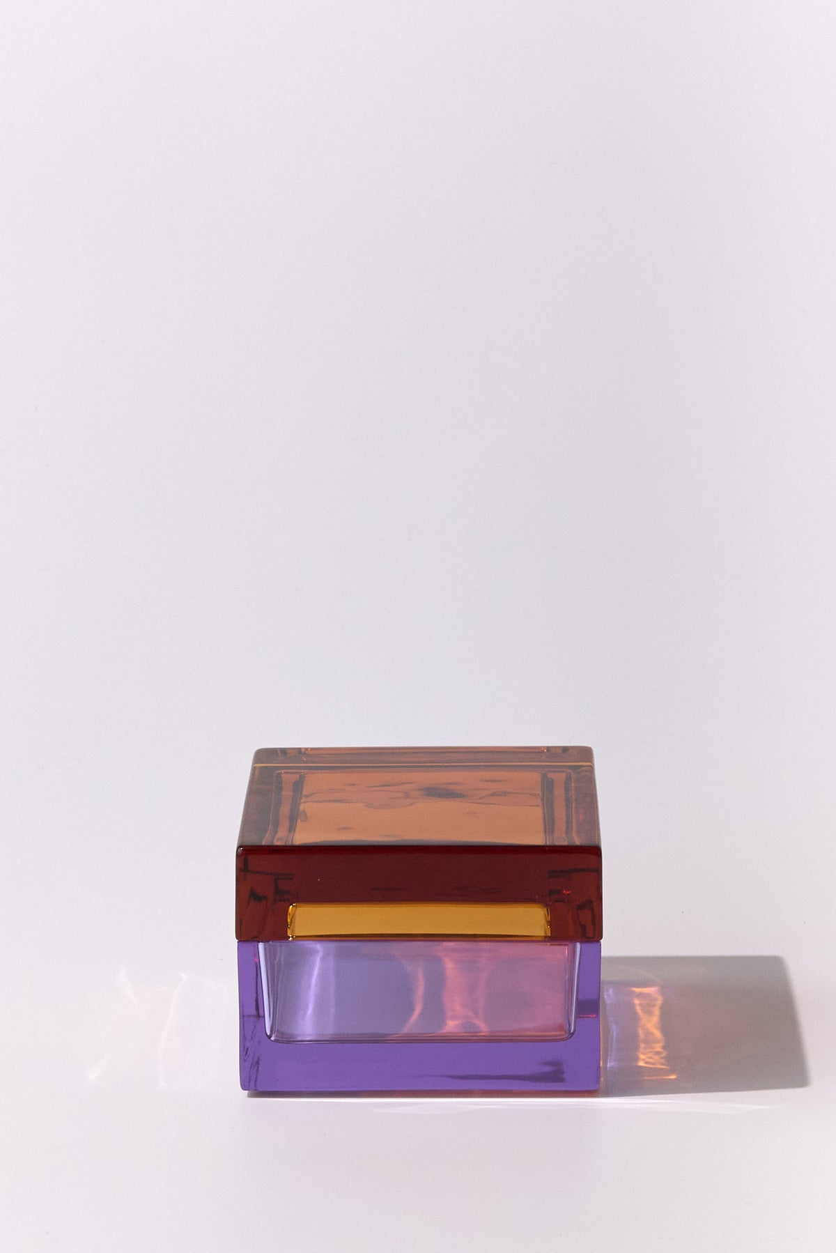 Palmina — Hand-Blown Crystal Small Box, Light Violet + Amber