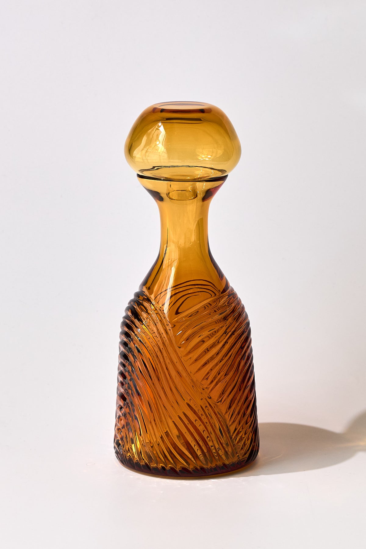 Grecale Hand-Engraved Crystal Carafe — Amber