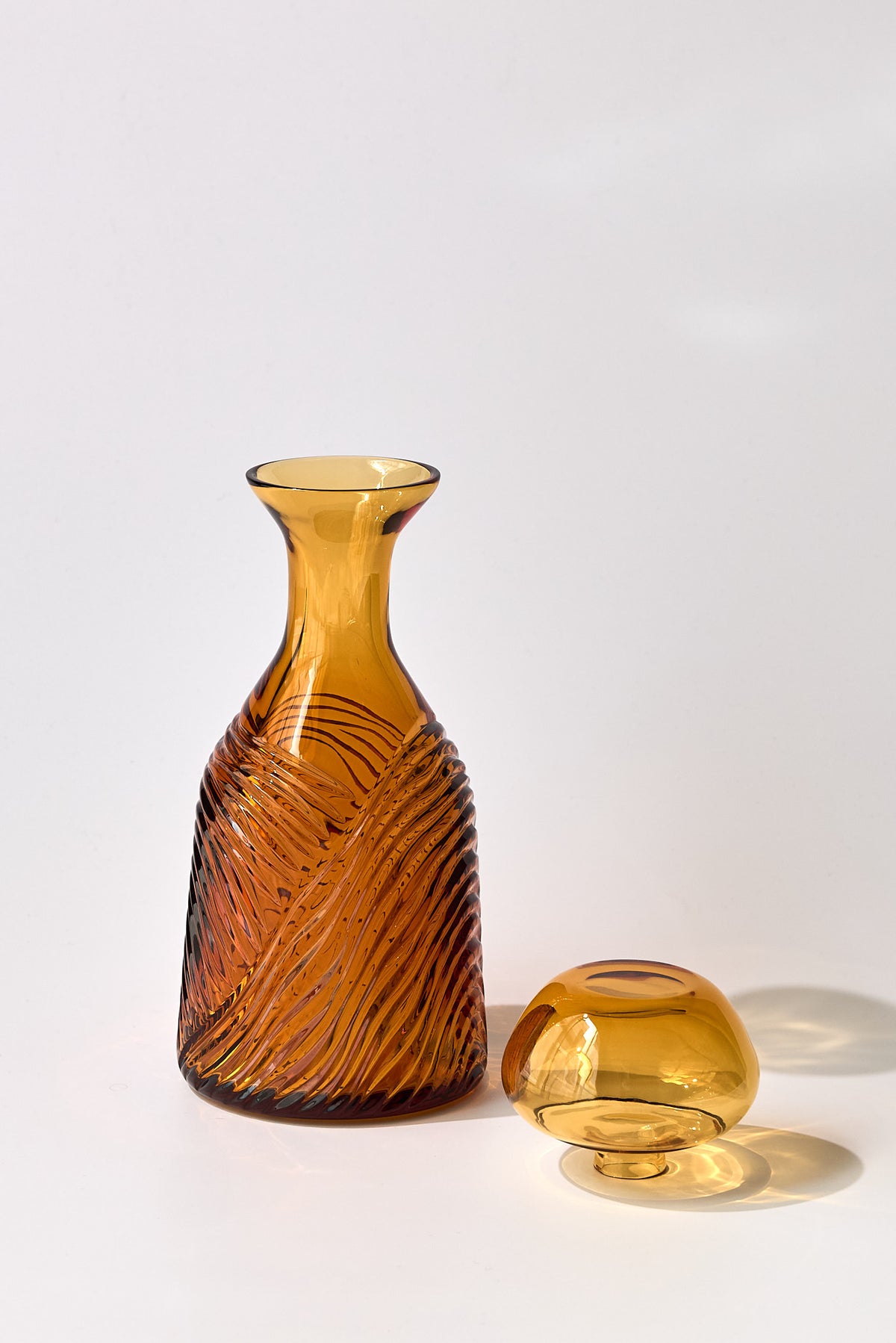 Grecale Hand-Engraved Crystal Carafe — Amber