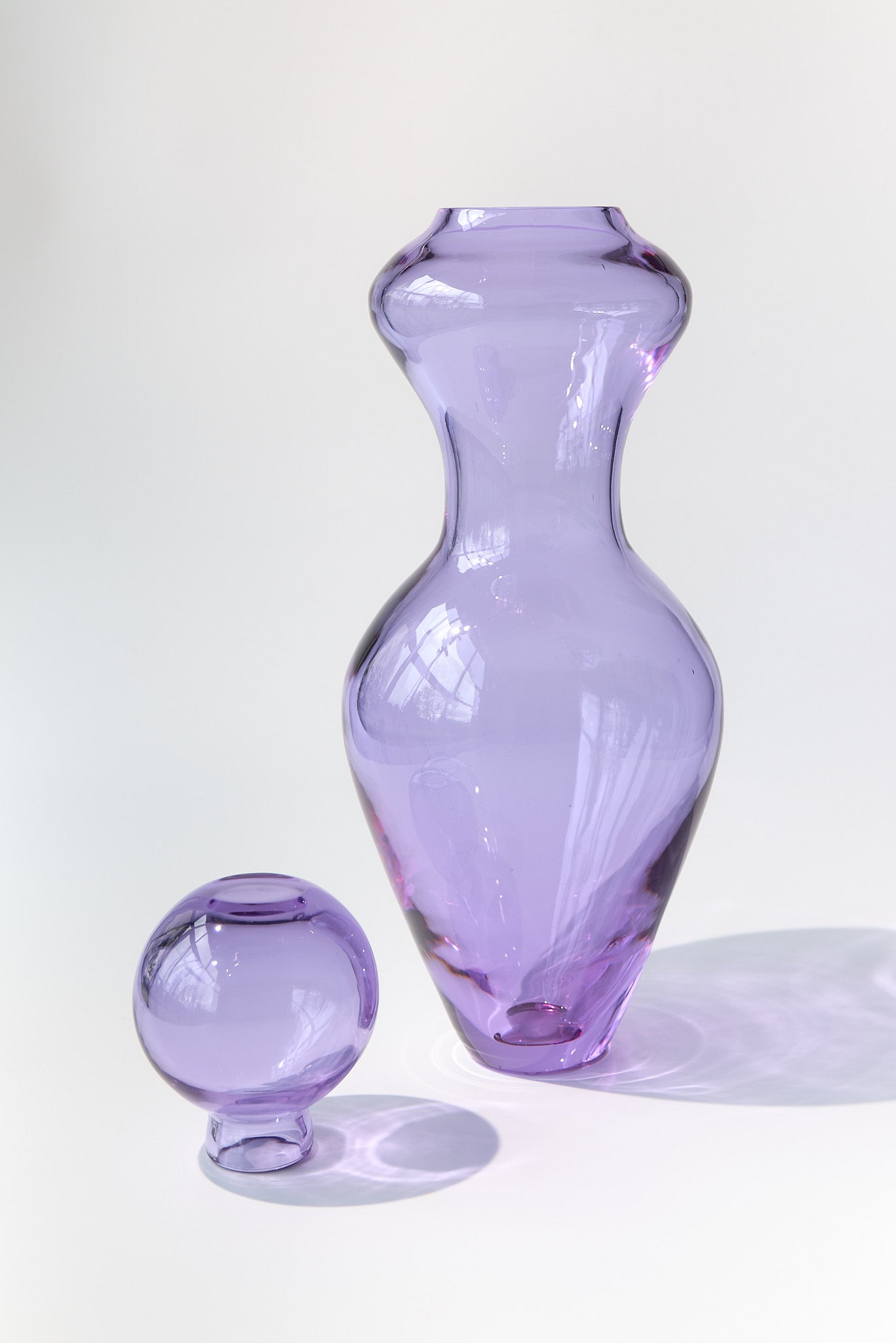 Marsala — Vaso in Cristallo Soffiato a Mano, Due Pezzi, Ambra