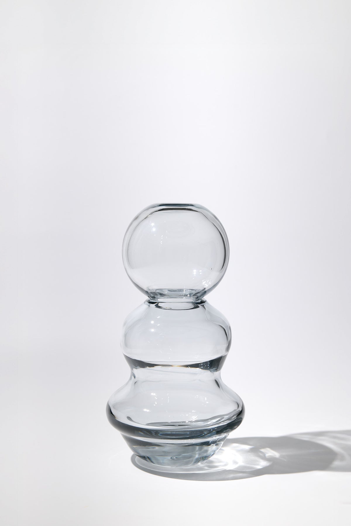 Palmaria — Hand-Blown Crystal Vase, Two-Piece Stacked, Grey