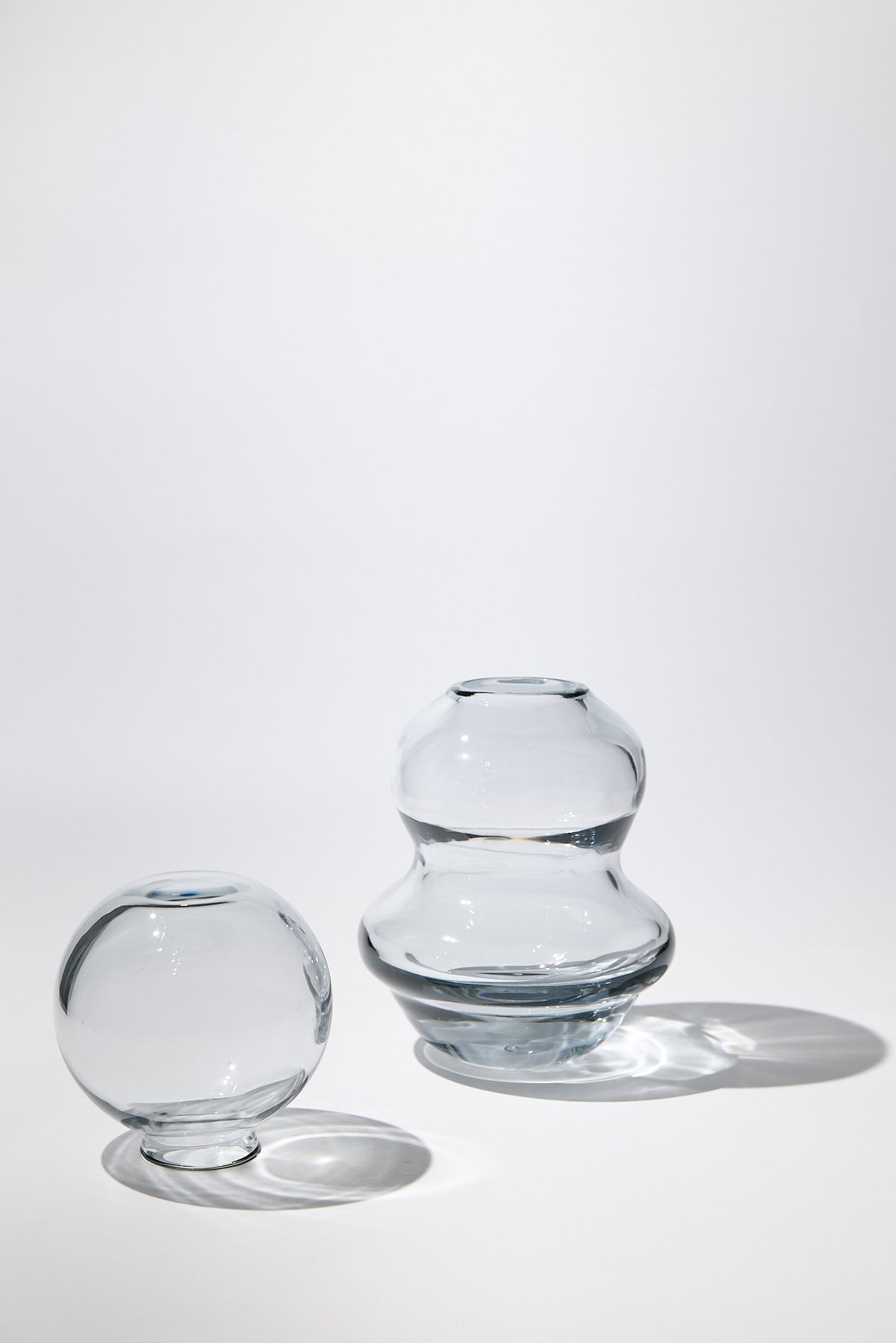 Palmaria — Hand-Blown Crystal Vase, Two-Piece Stacked, Grey