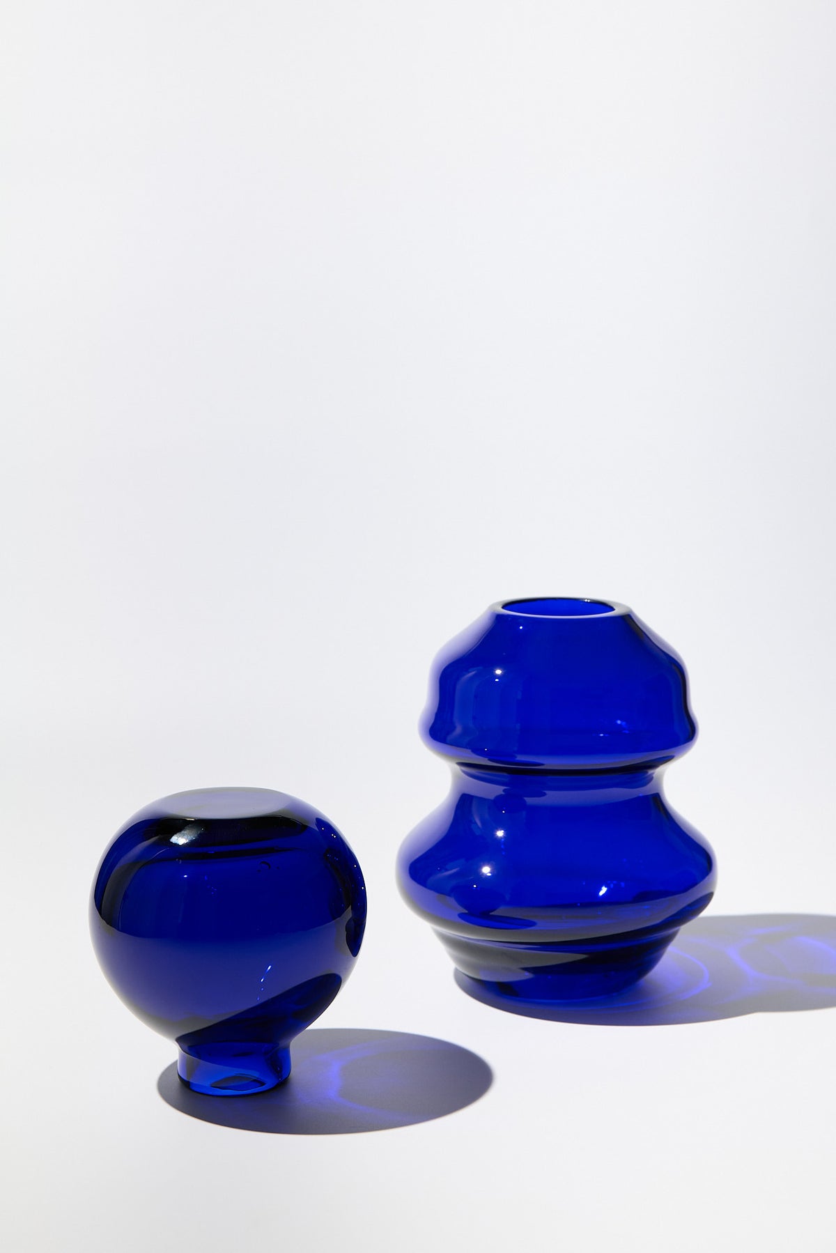 Palmaria — Vaso in Cristallo Soffiato a Mano, Due Pezzi Impilati, Cobalto
