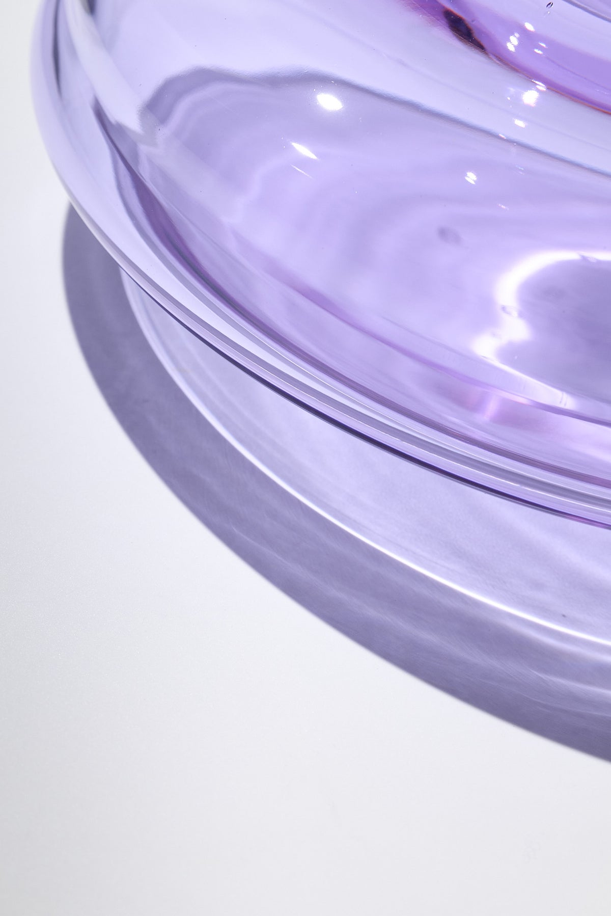 Venere — Vaso in Cristallo Soffiato a Mano, Lilla, Due Pezzi 