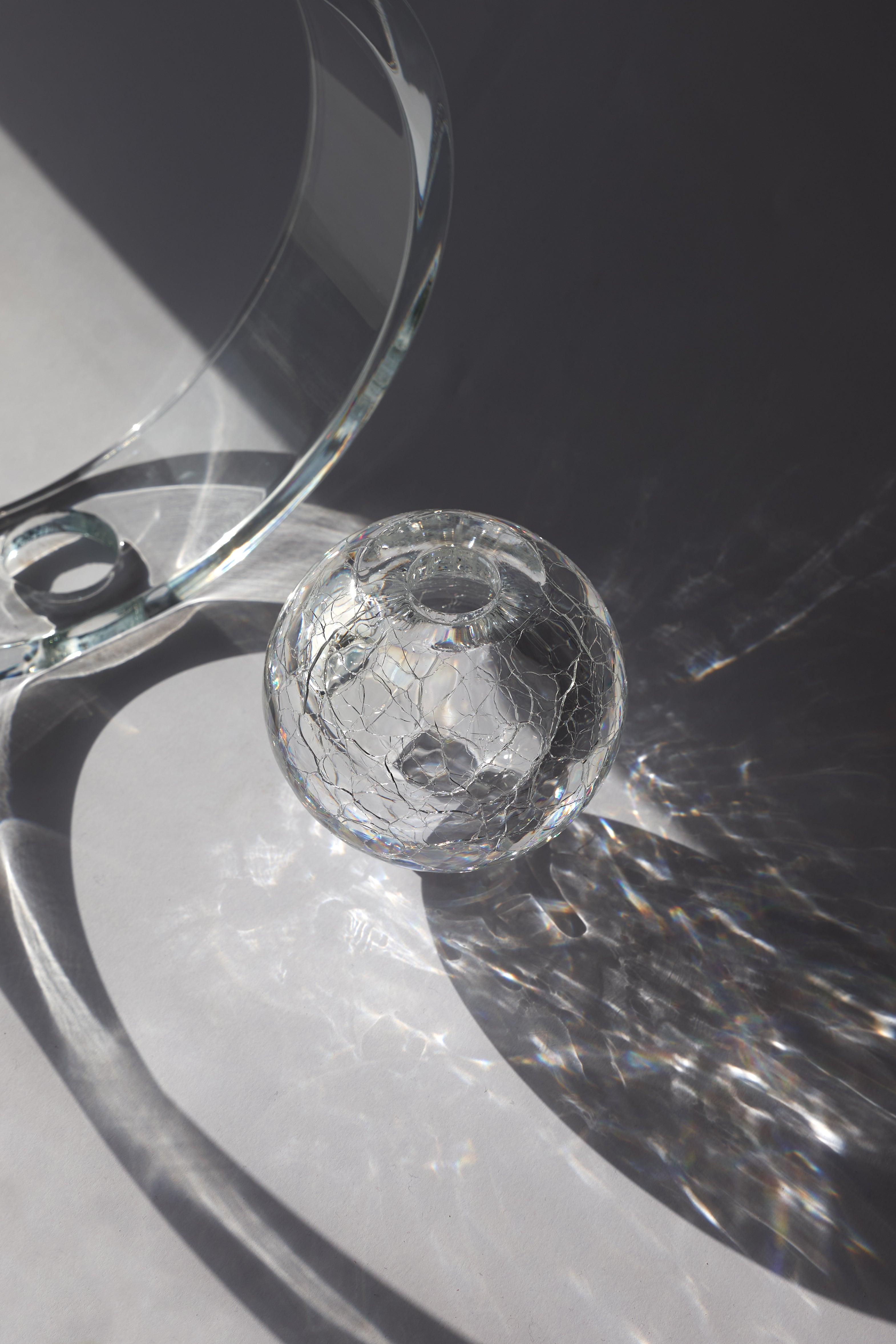 Saturno — Hand-Blown Crystal Sculptural Object, Ring and Sphere