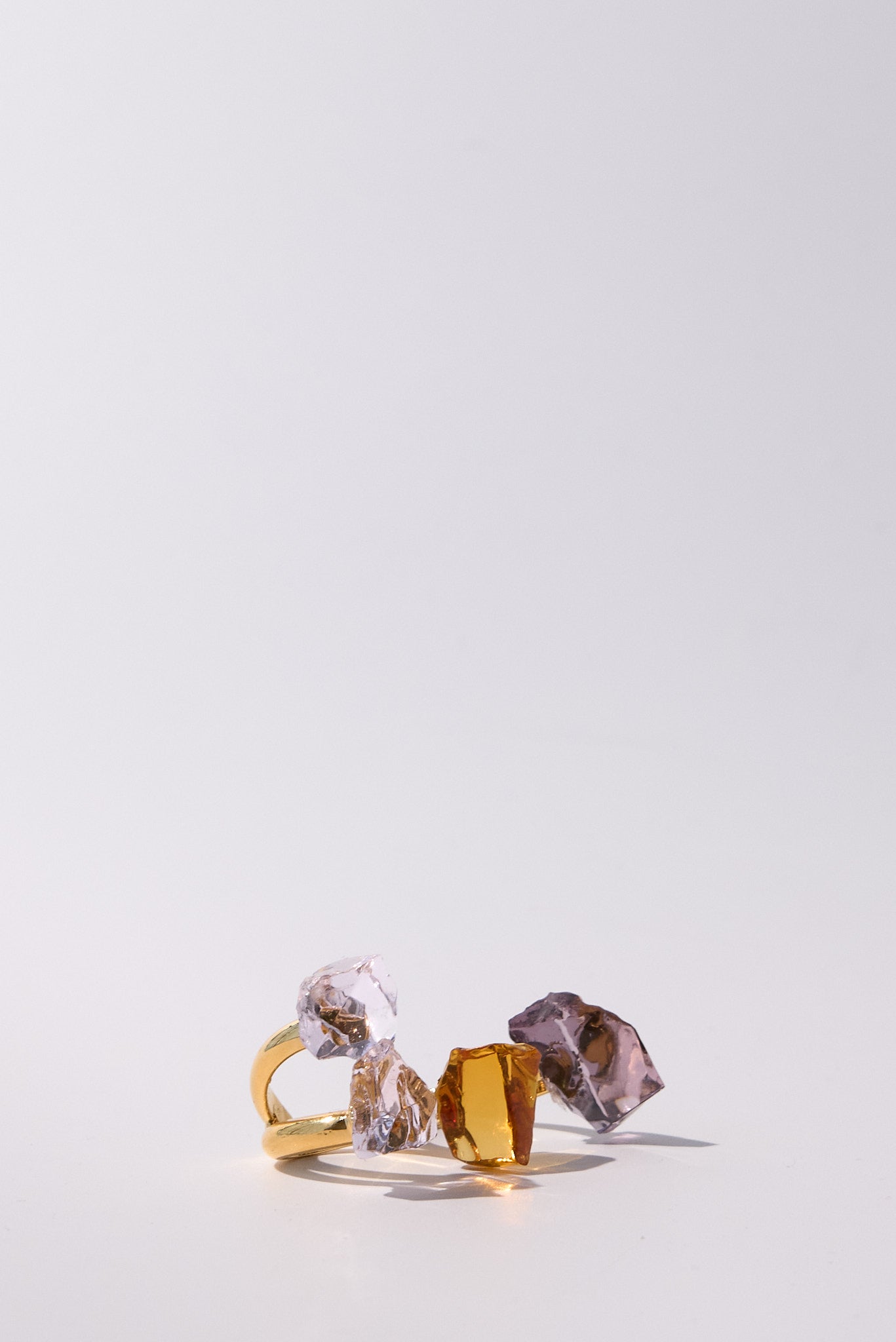 Pleiadi — Hand-Forged Crystal Double-Band Ring, Gold