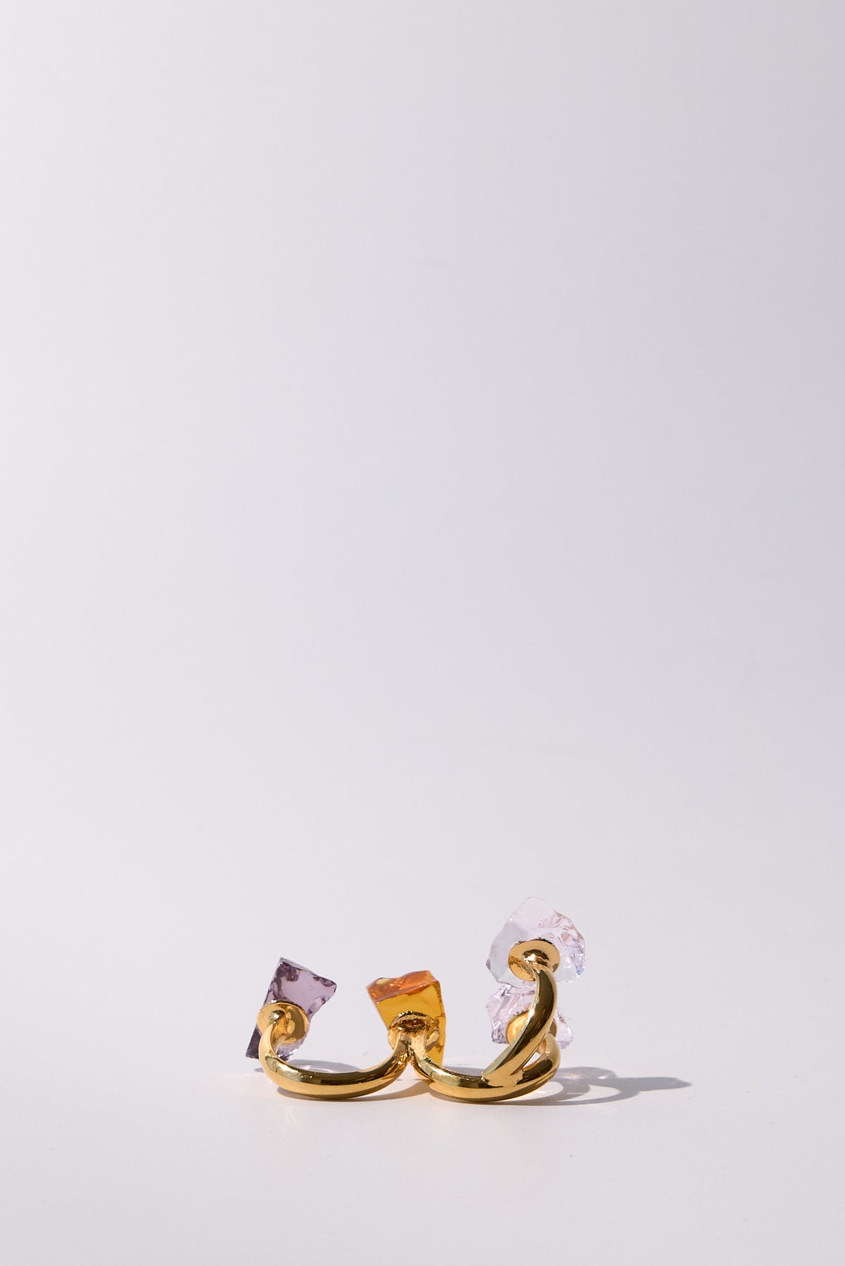 Pleiadi — Hand-Forged Crystal Double-Band Ring, Gold
