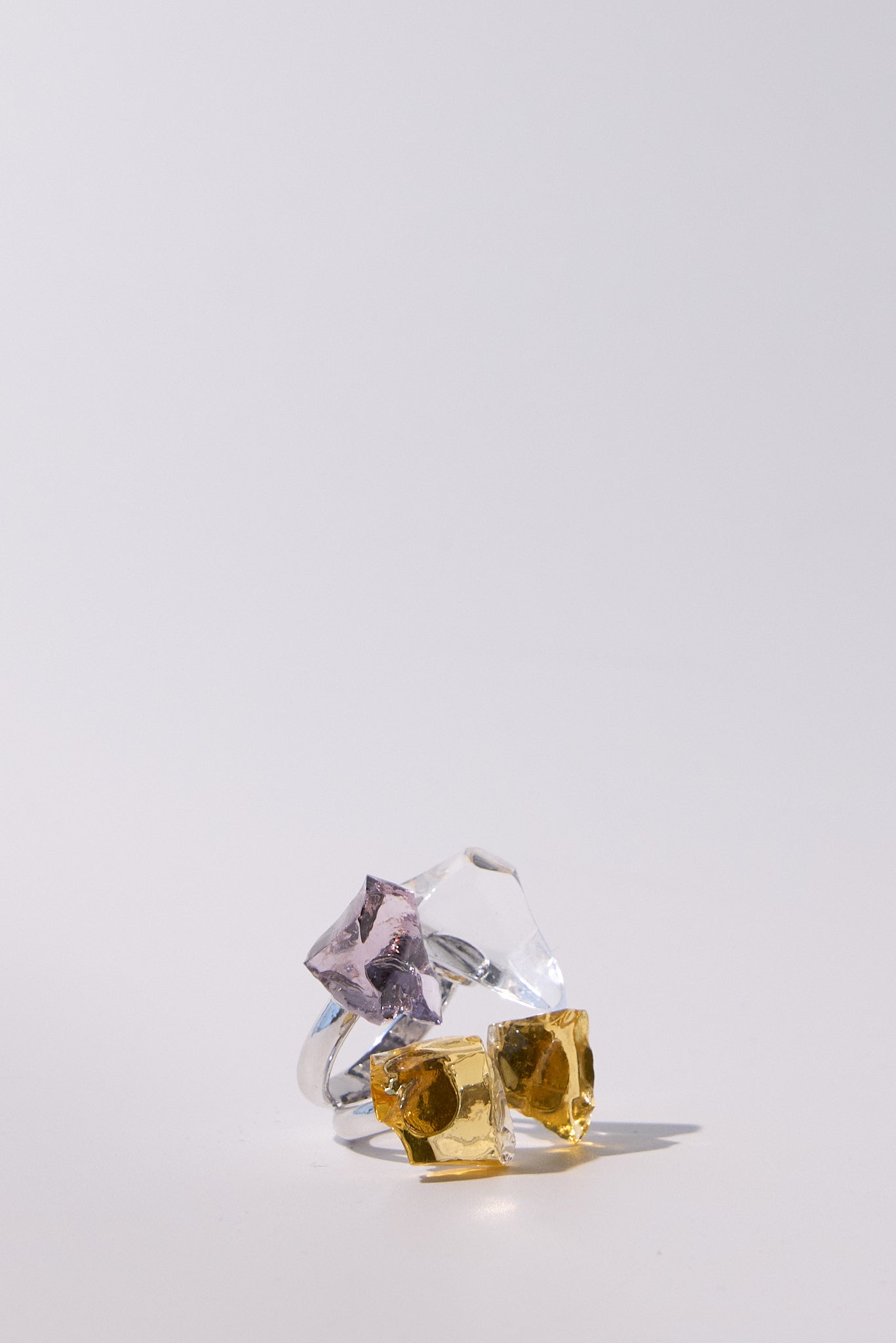 Costellazione — Hand-Forge Crystal Multi-Stone Ring, Rhodium