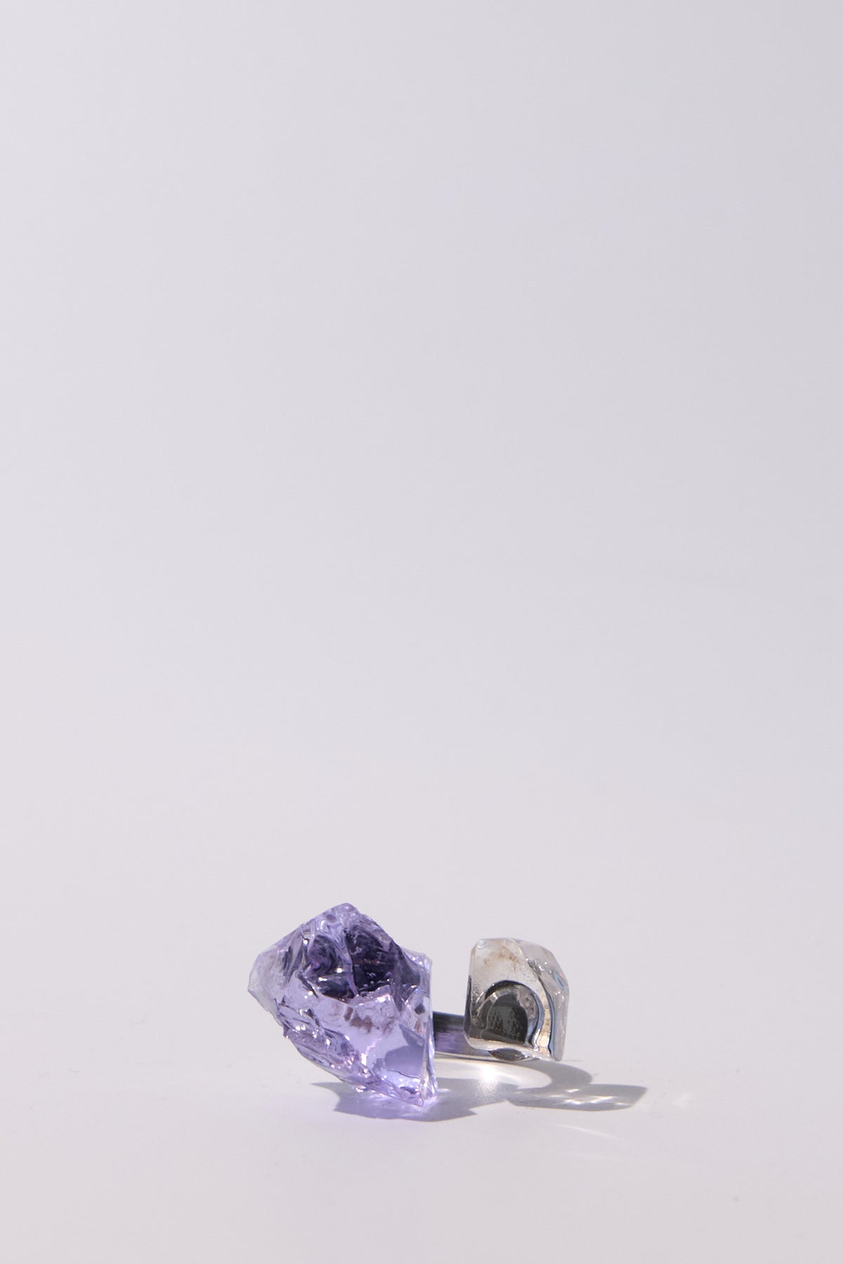 Meteore — Hand-Forged Crystal Ring, Rhodium