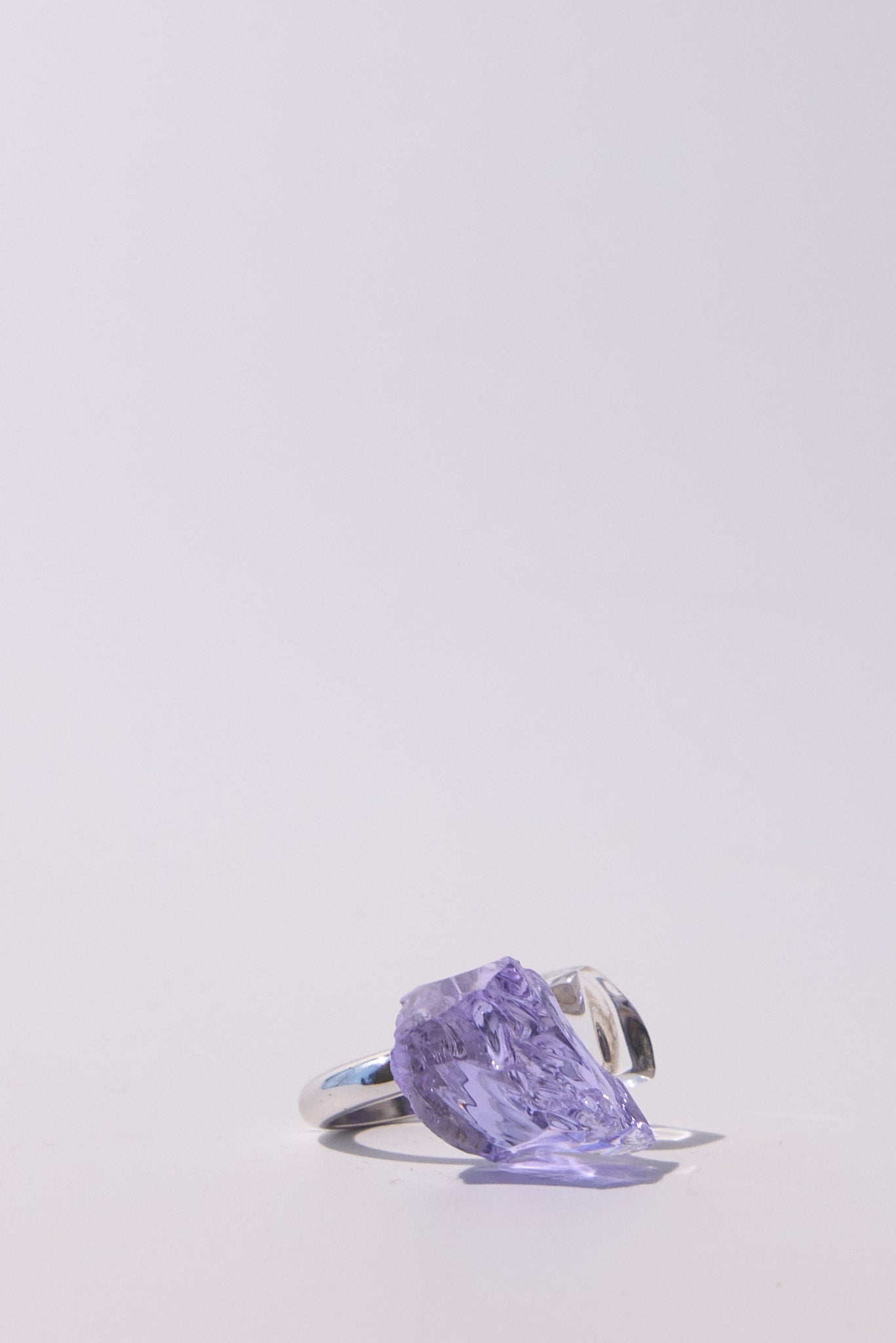 Meteore — Hand-Forged Crystal Ring, Rhodium