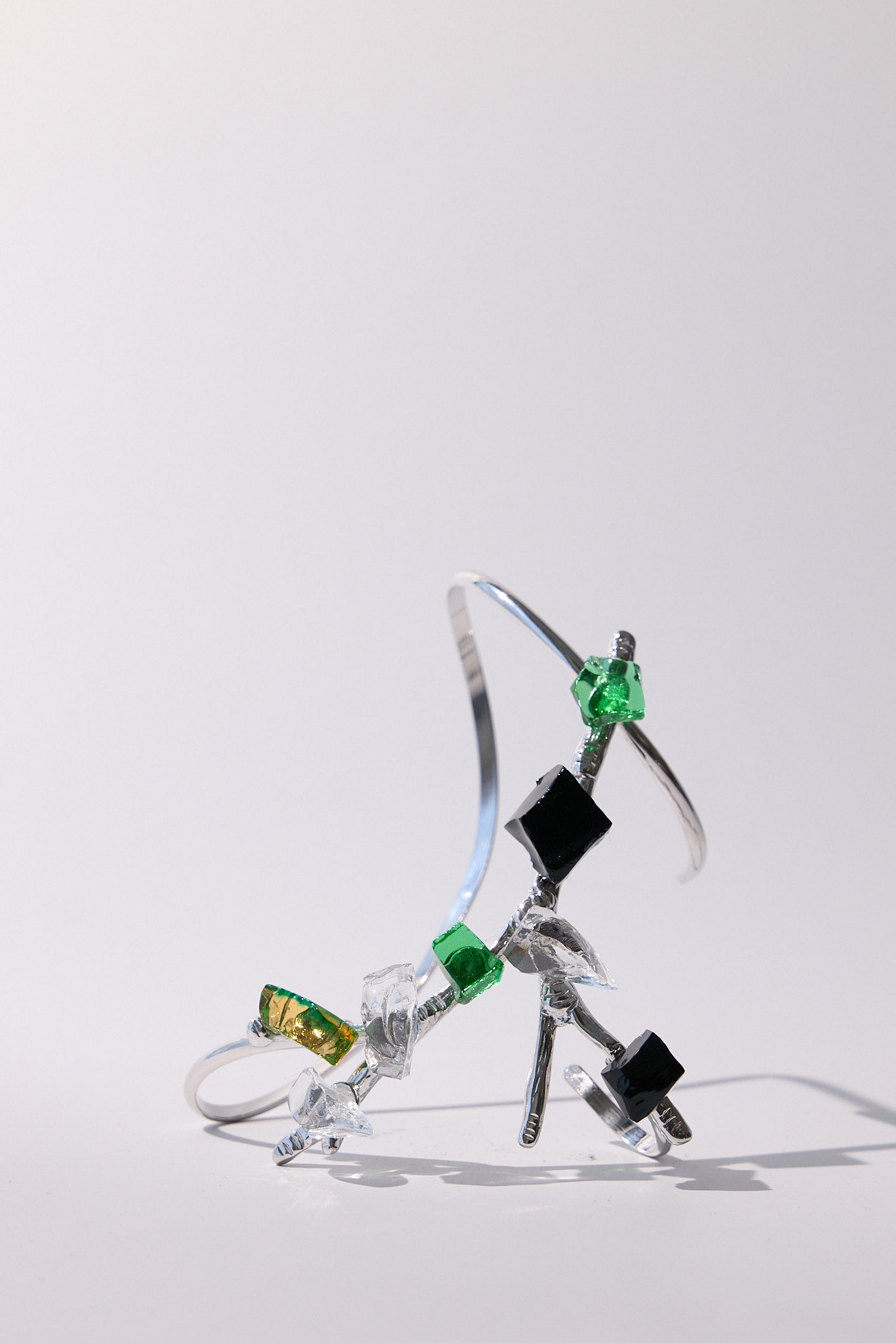 Andromeda — Hand-Forged Crystal Bracelet, Rhodium