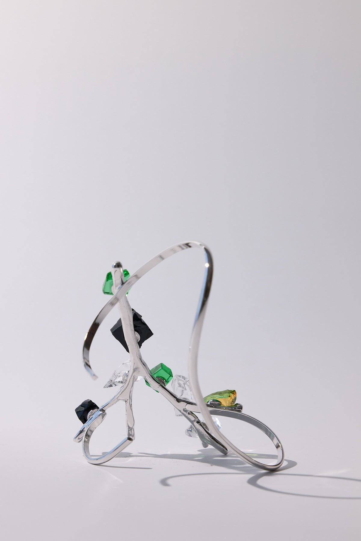 Andromeda — Hand-Forged Crystal Bracelet, Rhodium