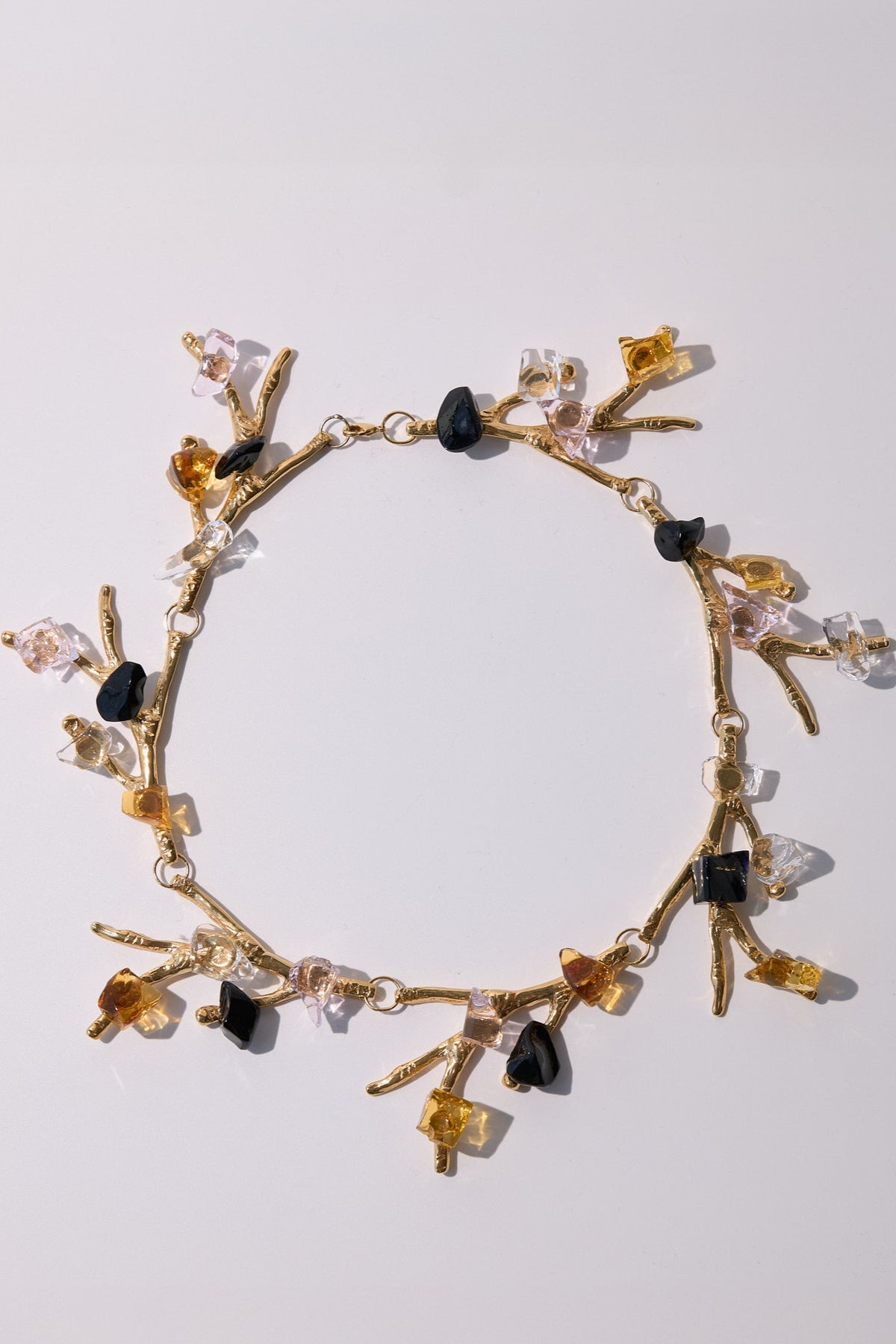 Nebula — Hand-Forged Crystal Necklace, Gold, 7 Elements