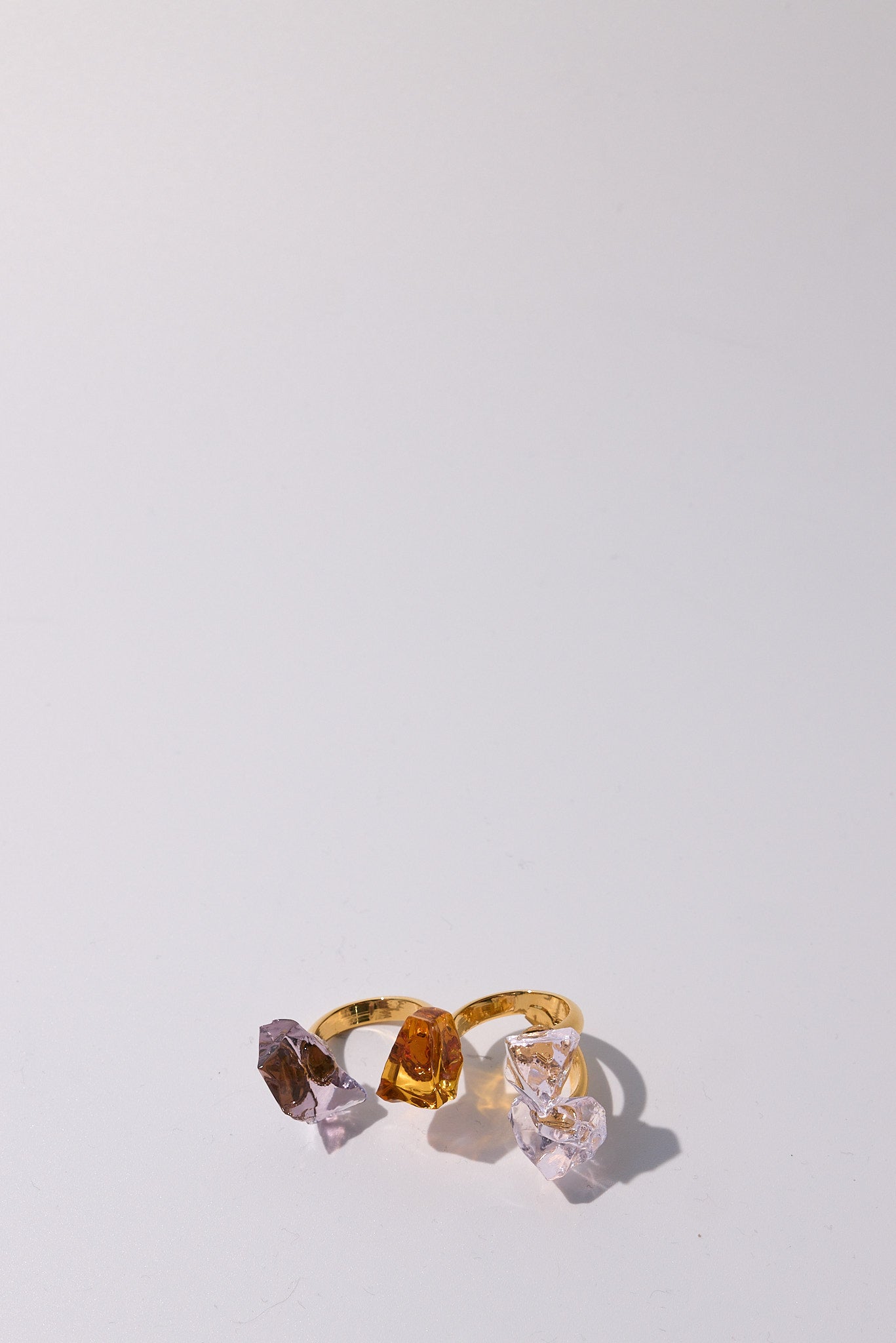 Pleiadi — Hand-Forged Crystal Double-Band Ring, Gold