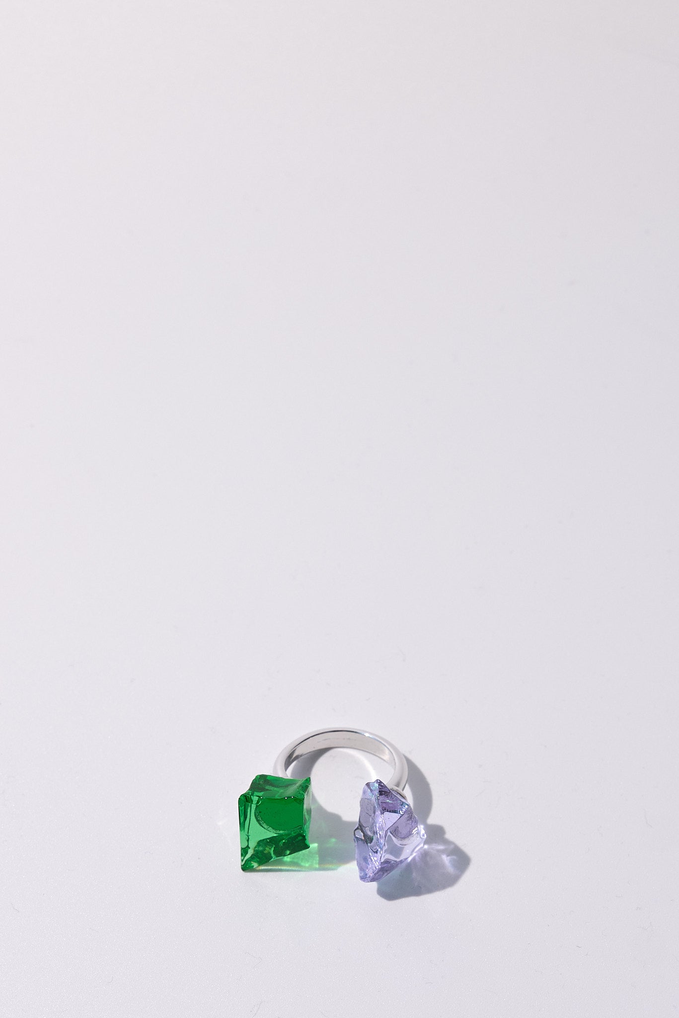 Meteore — Anello in Cristallo Forgiato a Mano, Rodio