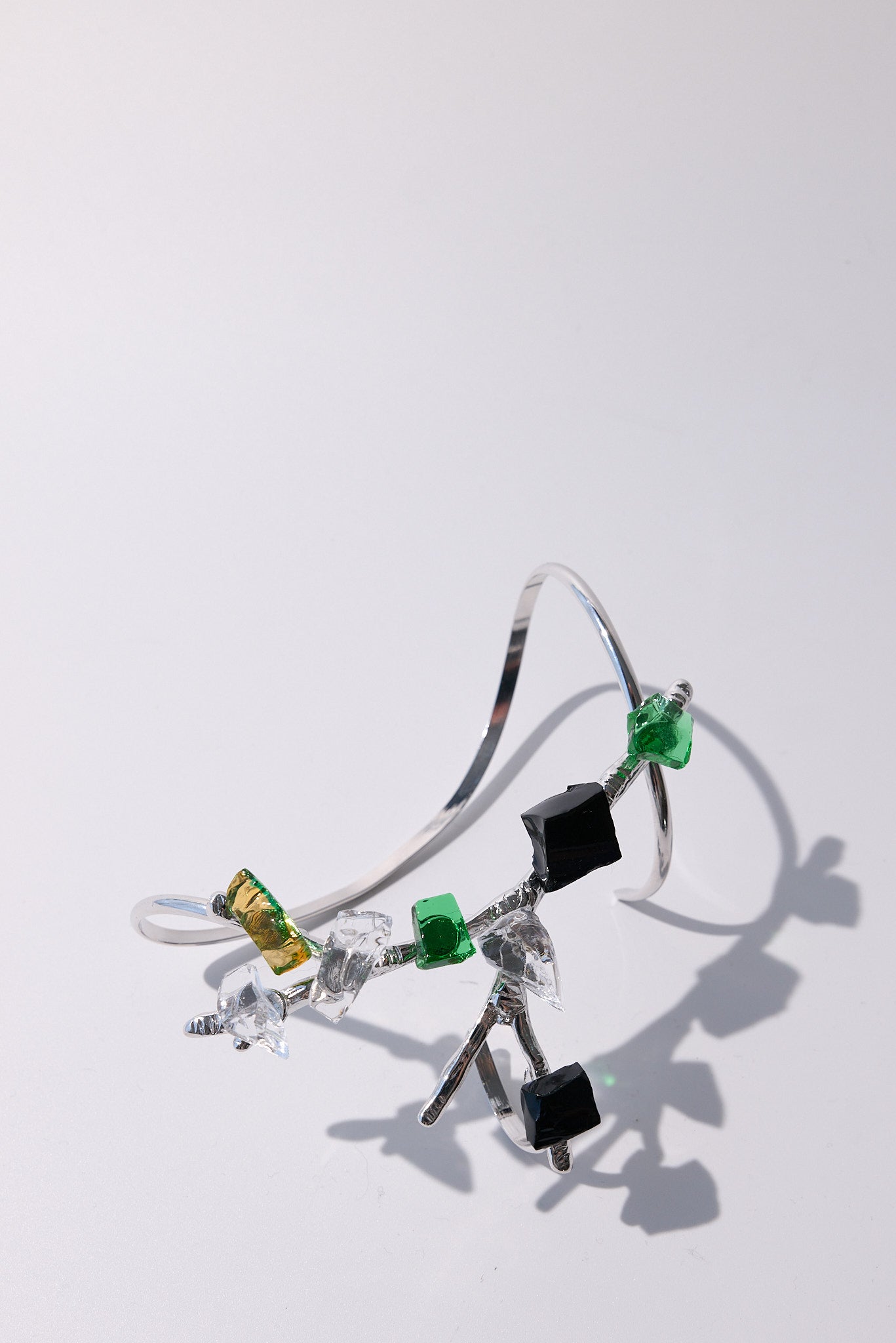 Andromeda — Hand-Forged Crystal Bracelet, Rhodium