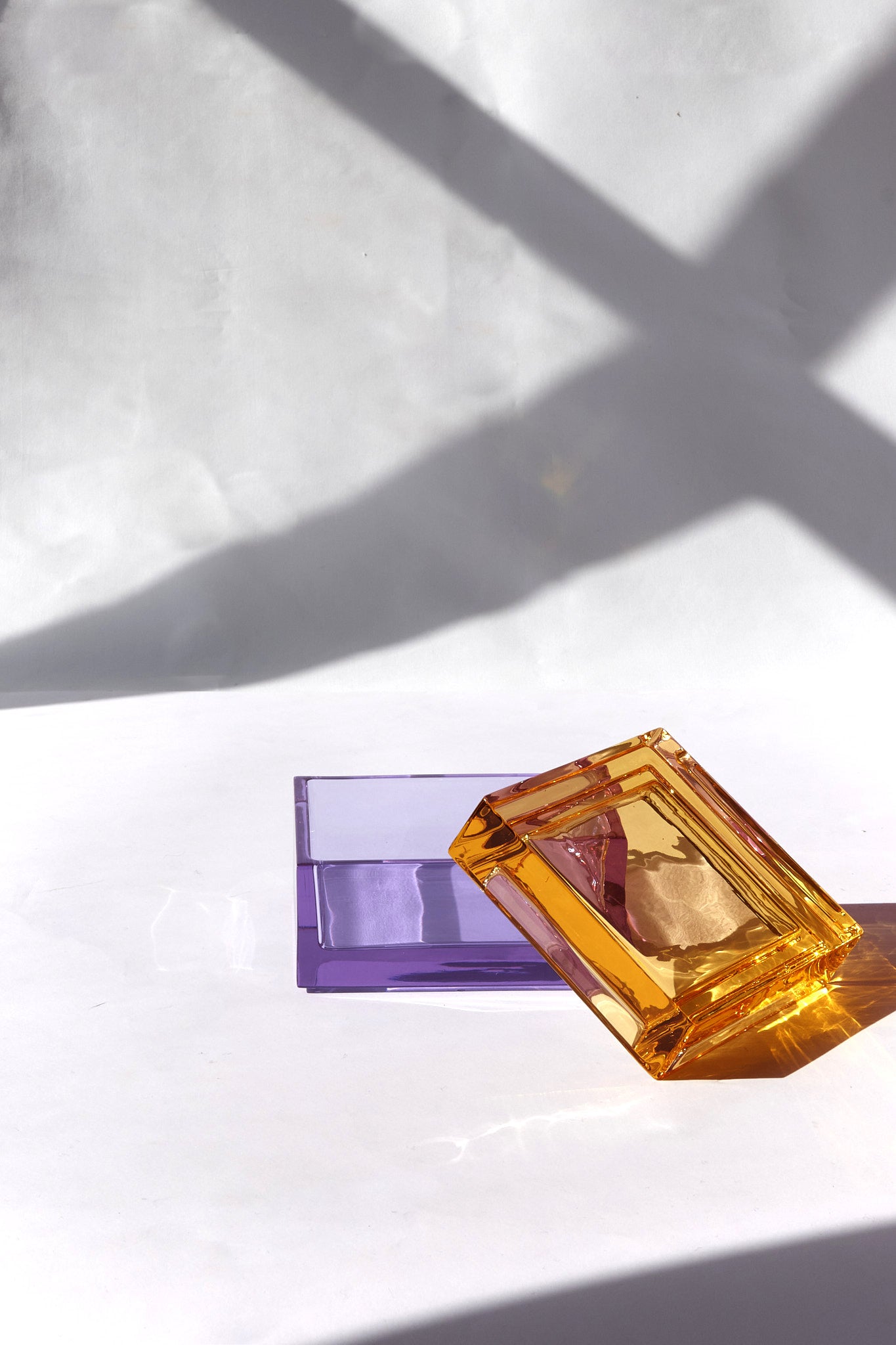 Palmina — Hand-Blown Crystal Small Box, Light Violet + Amber